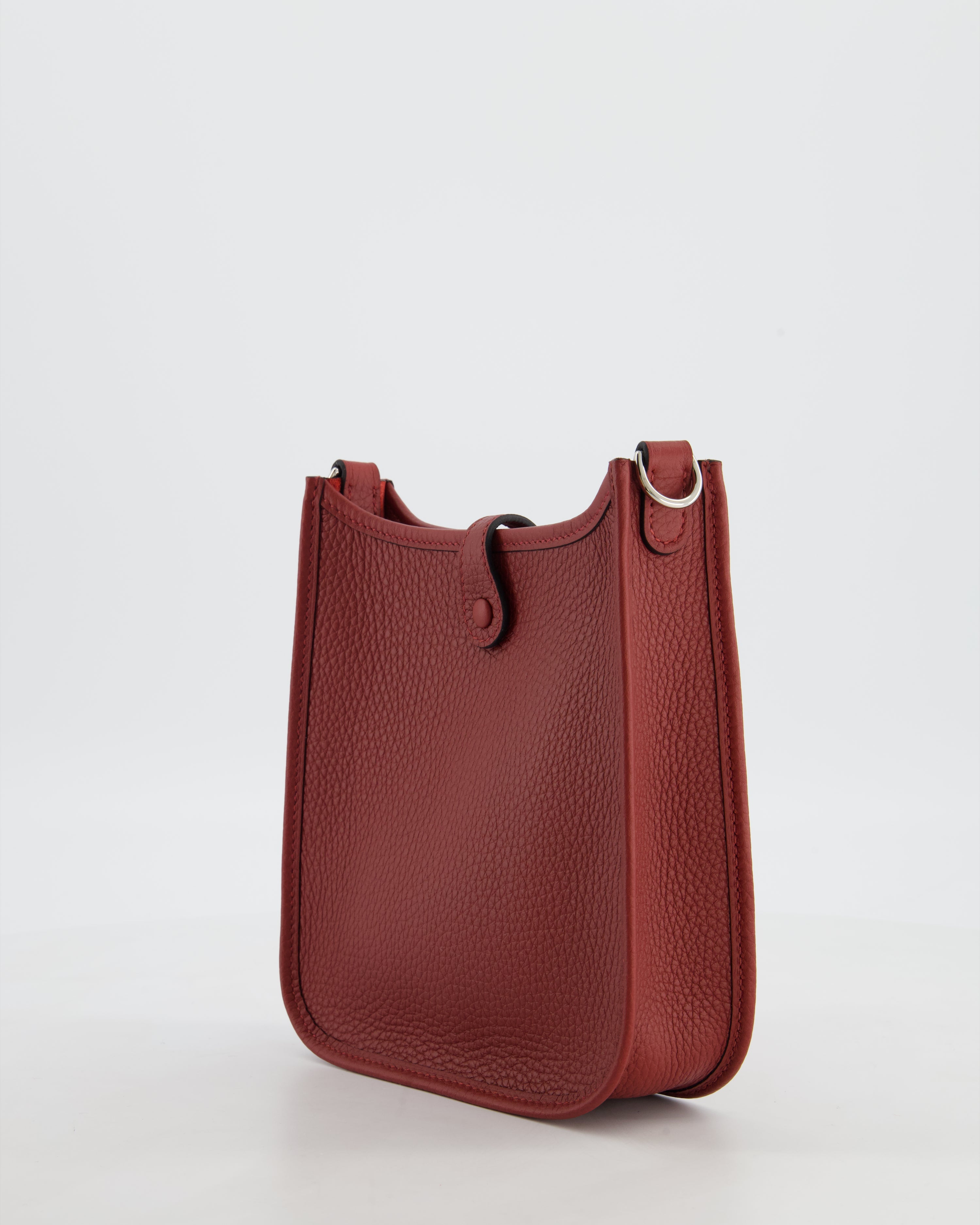 Hermès Mini Evelyne Bag in Rouge H in Clemence Leather with Palladium Hardware