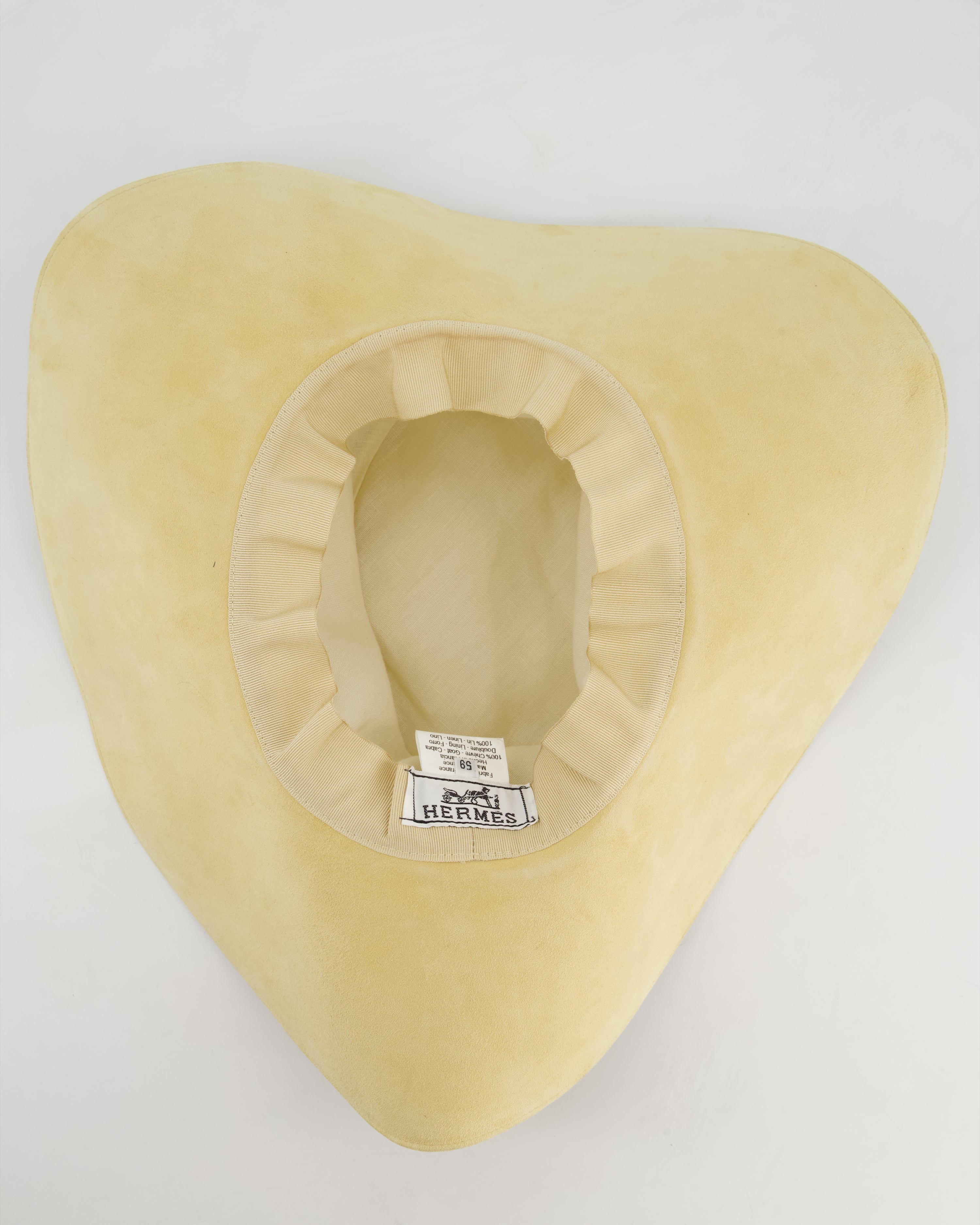 Hermès Beige Chèvre Suede Hat Size 59