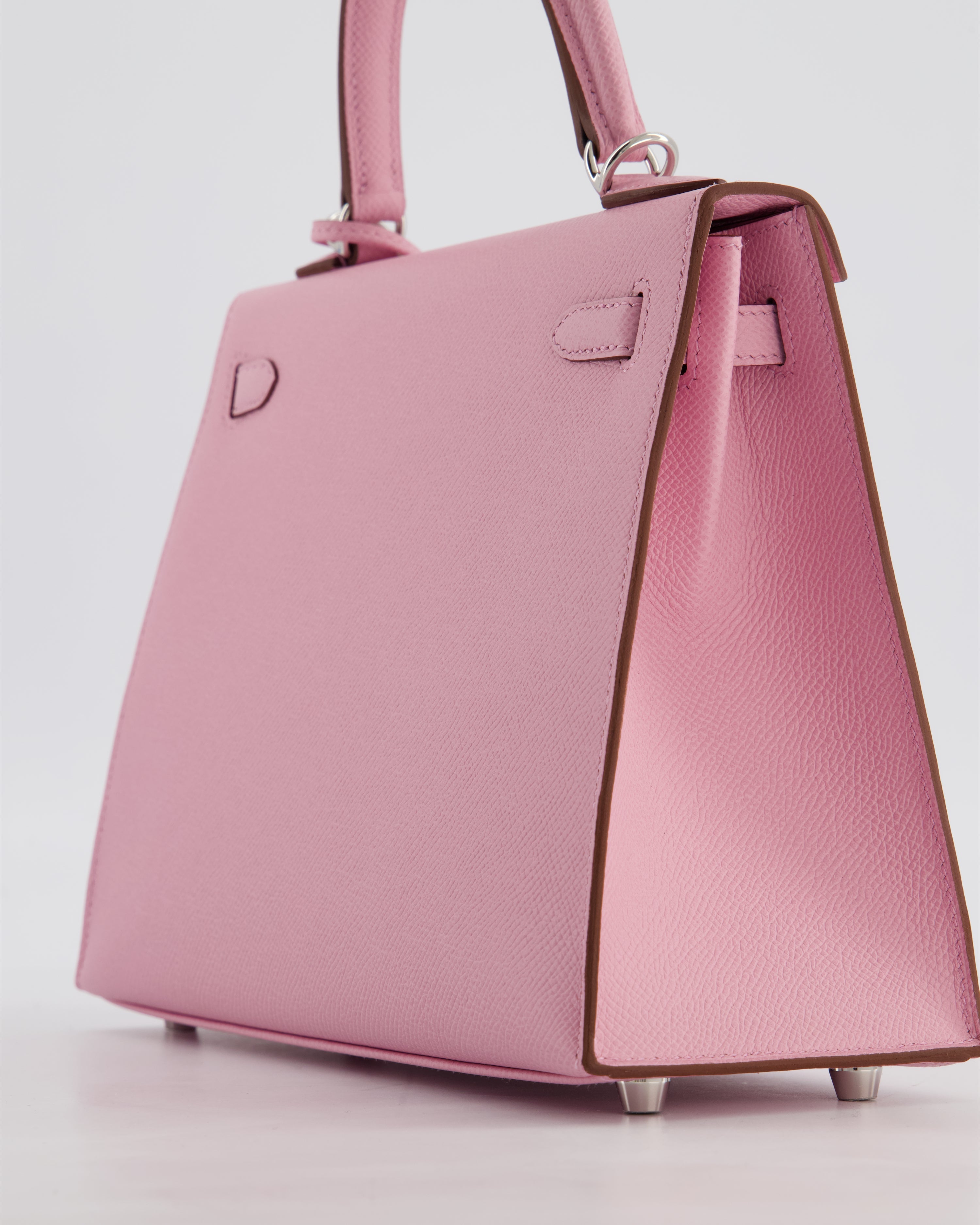 *SUPER HOT & RARE* Hermès Kelly 25 Sellier Bag in Mauve Sylvestre Epsom Leather with Palladium Hardware