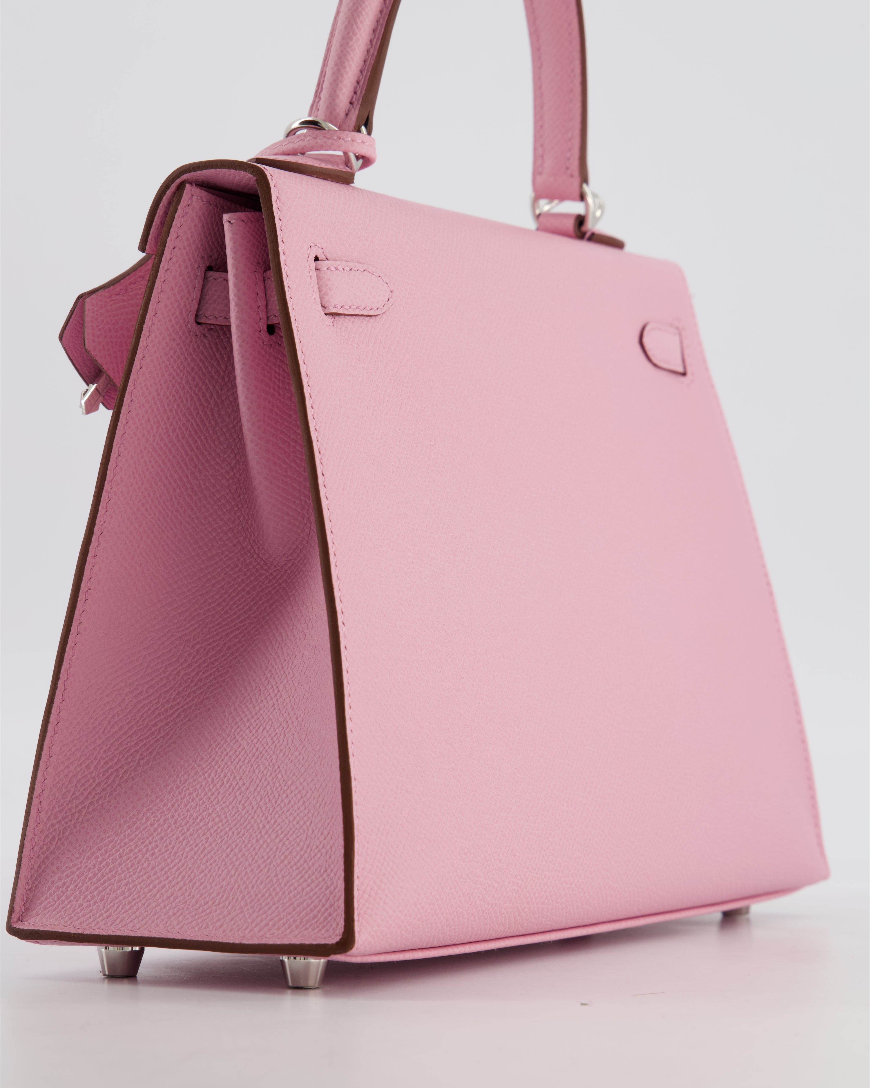 *SUPER HOT & RARE* Hermès Kelly 25 Sellier Bag in Mauve Sylvestre Epsom Leather with Palladium Hardware