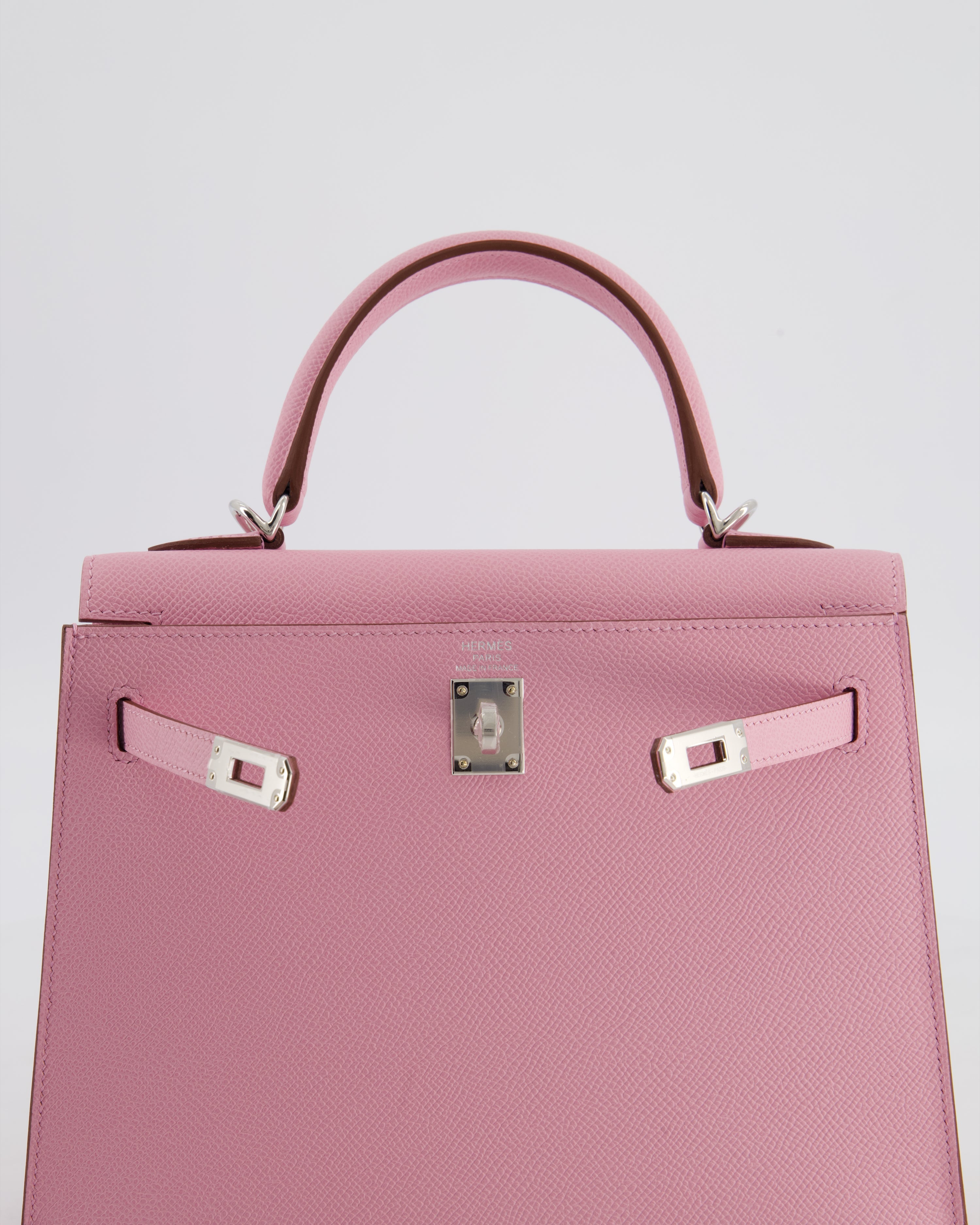 *SUPER HOT & RARE* Hermès Kelly 25 Sellier Bag in Mauve Sylvestre Epsom Leather with Palladium Hardware