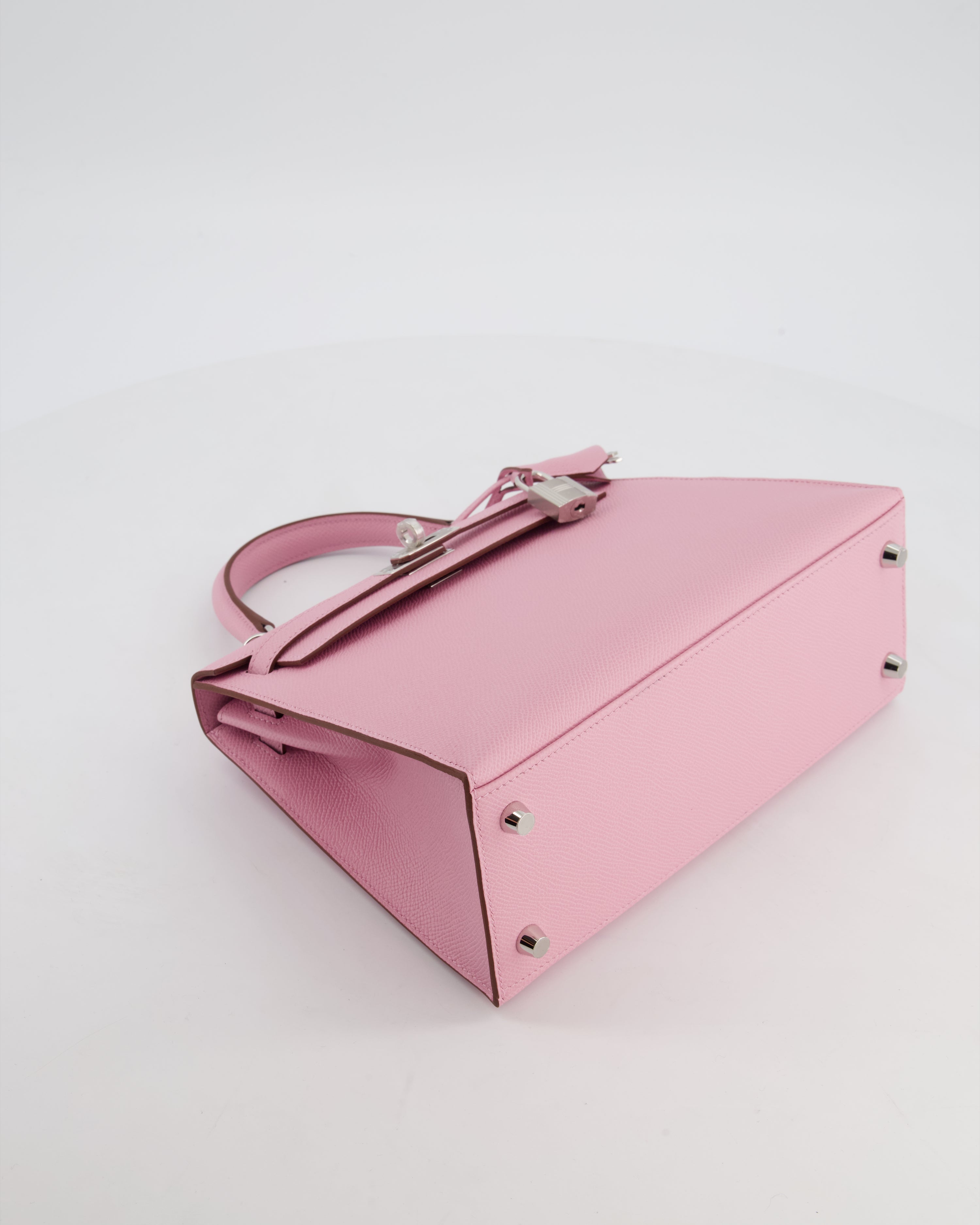 *SUPER HOT & RARE* Hermès Kelly 25 Sellier Bag in Mauve Sylvestre Epsom Leather with Palladium Hardware