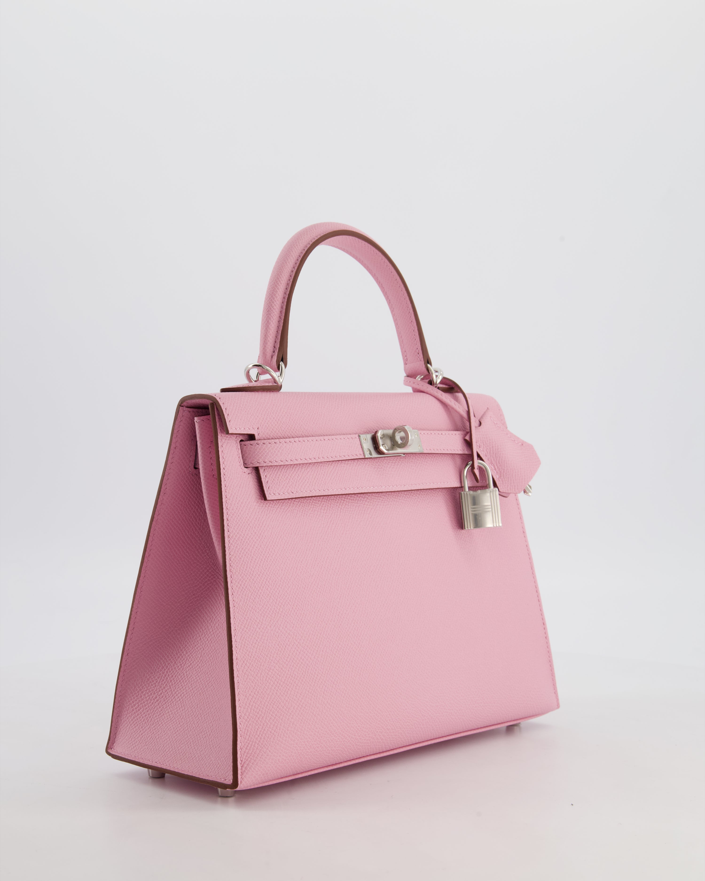 *SUPER HOT & RARE* Hermès Kelly 25 Sellier Bag in Mauve Sylvestre Epsom Leather with Palladium Hardware