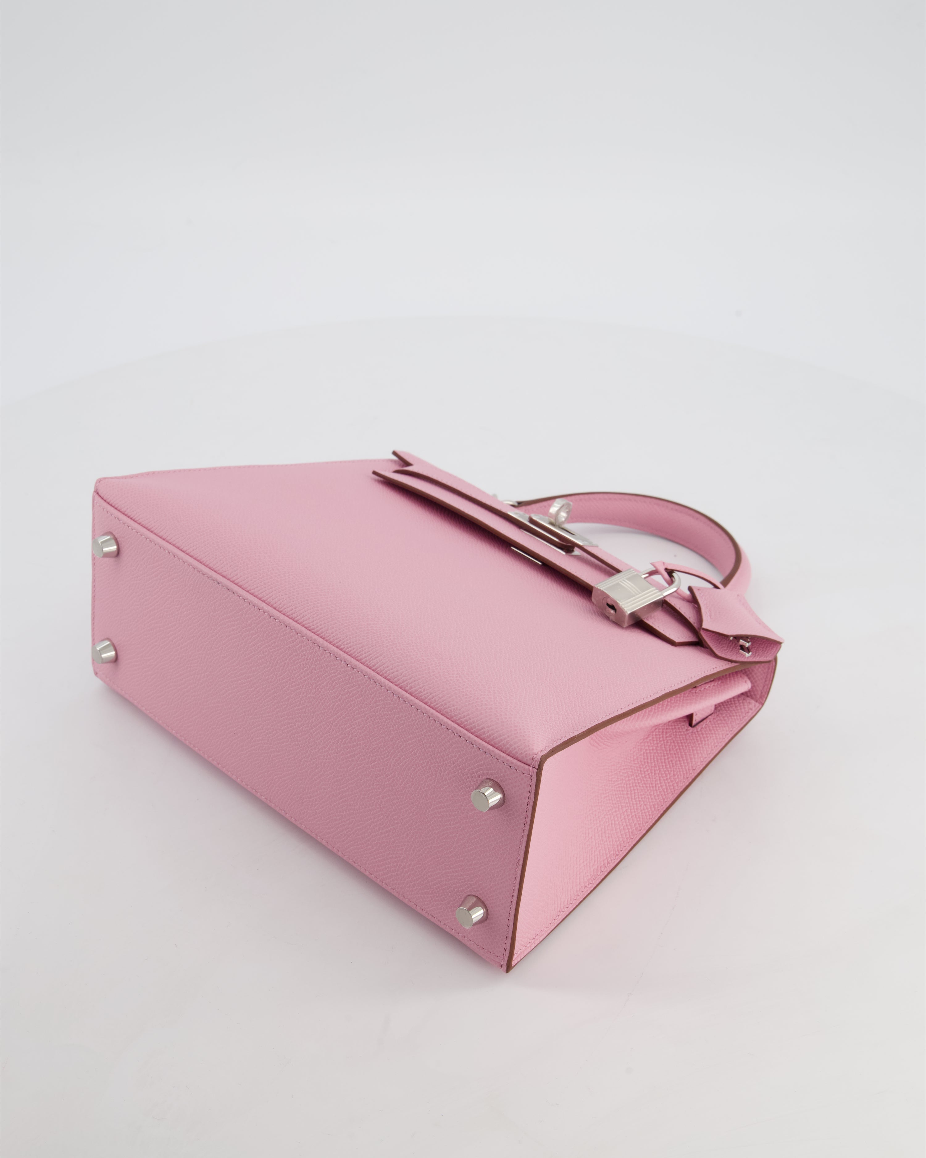 *SUPER HOT & RARE* Hermès Kelly 25 Sellier Bag in Mauve Sylvestre Epsom Leather with Palladium Hardware