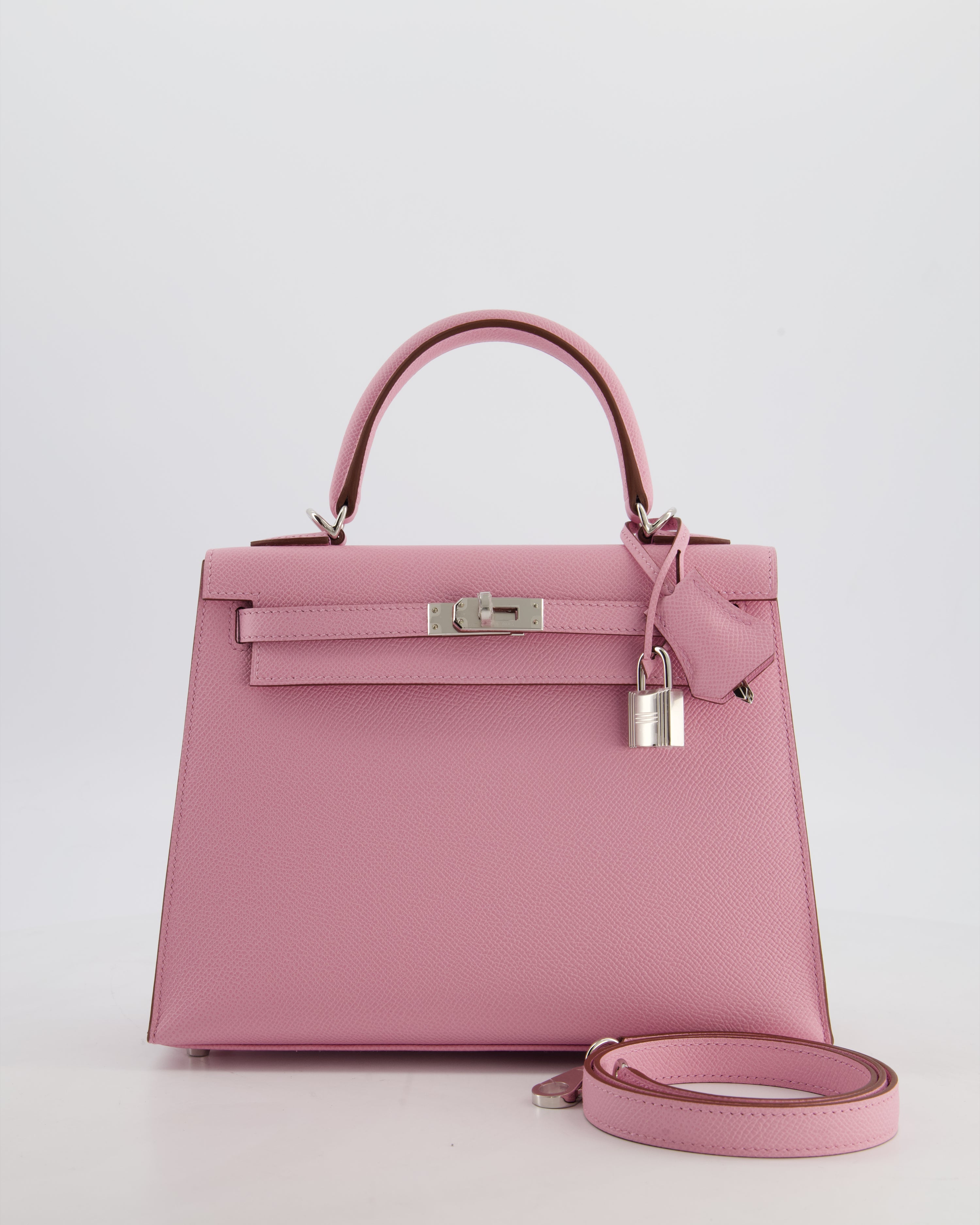 *SUPER HOT & RARE* Hermès Kelly 25 Sellier Bag in Mauve Sylvestre Epsom Leather with Palladium Hardware