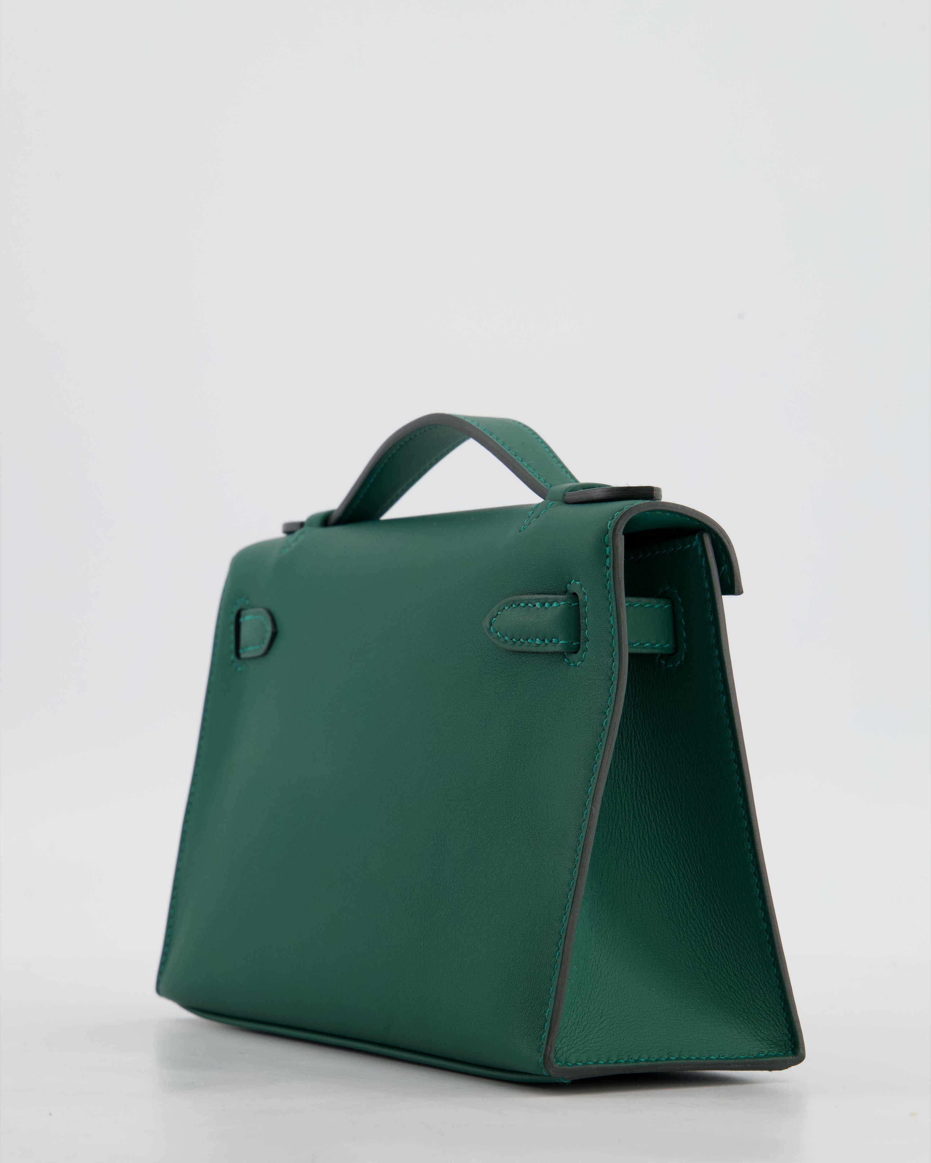 *RARE* Hermès Mini Kelly Pochette Bag in Vert Moyen Swift Leather with Gold Hardware