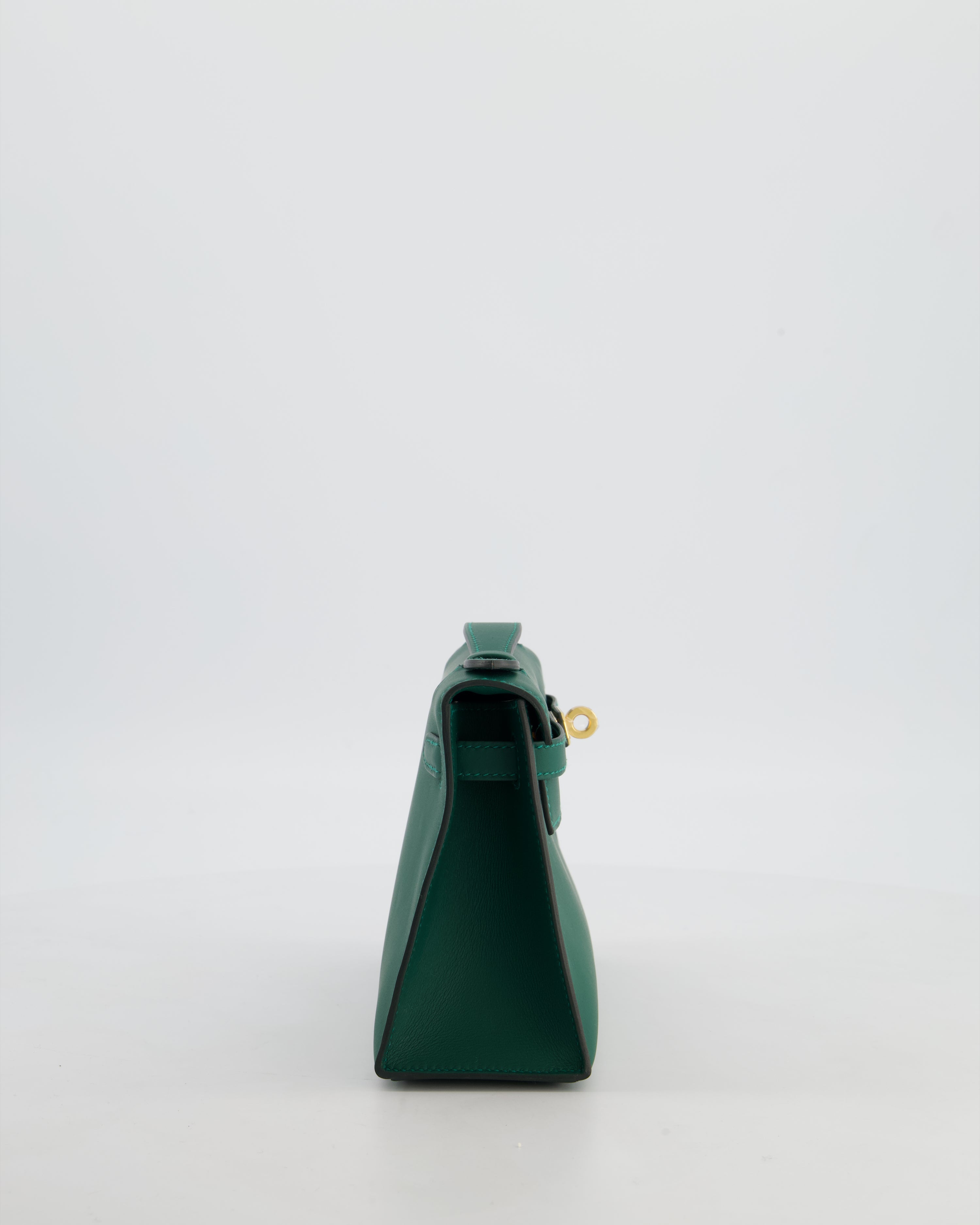 *RARE* Hermès Mini Kelly Pochette Bag in Vert Moyen Swift Leather with Gold Hardware