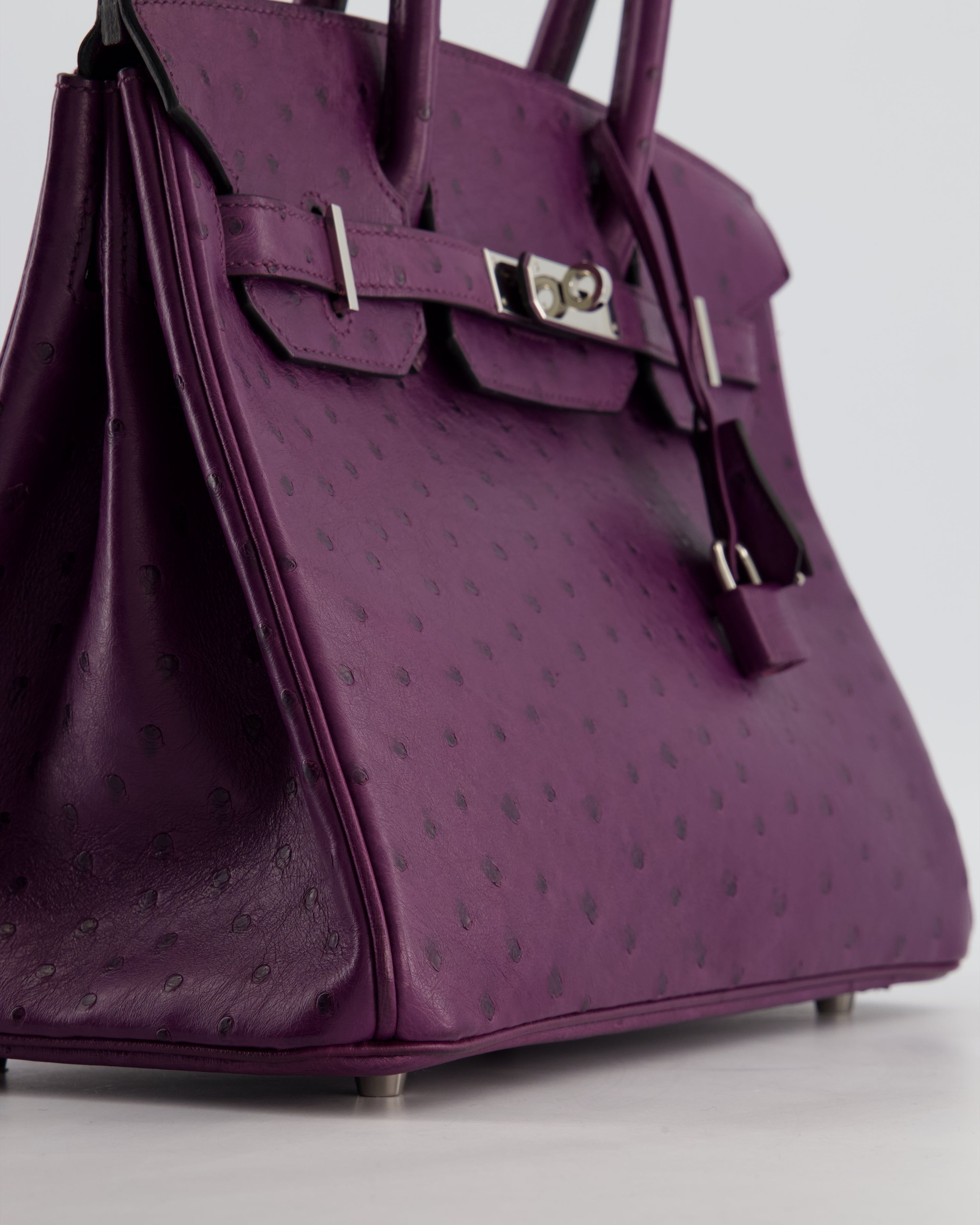 *HOT & RARE* Hermès Birkin 30 Retourne Bag in Violine Ostrich Leather with Palladium Hardware