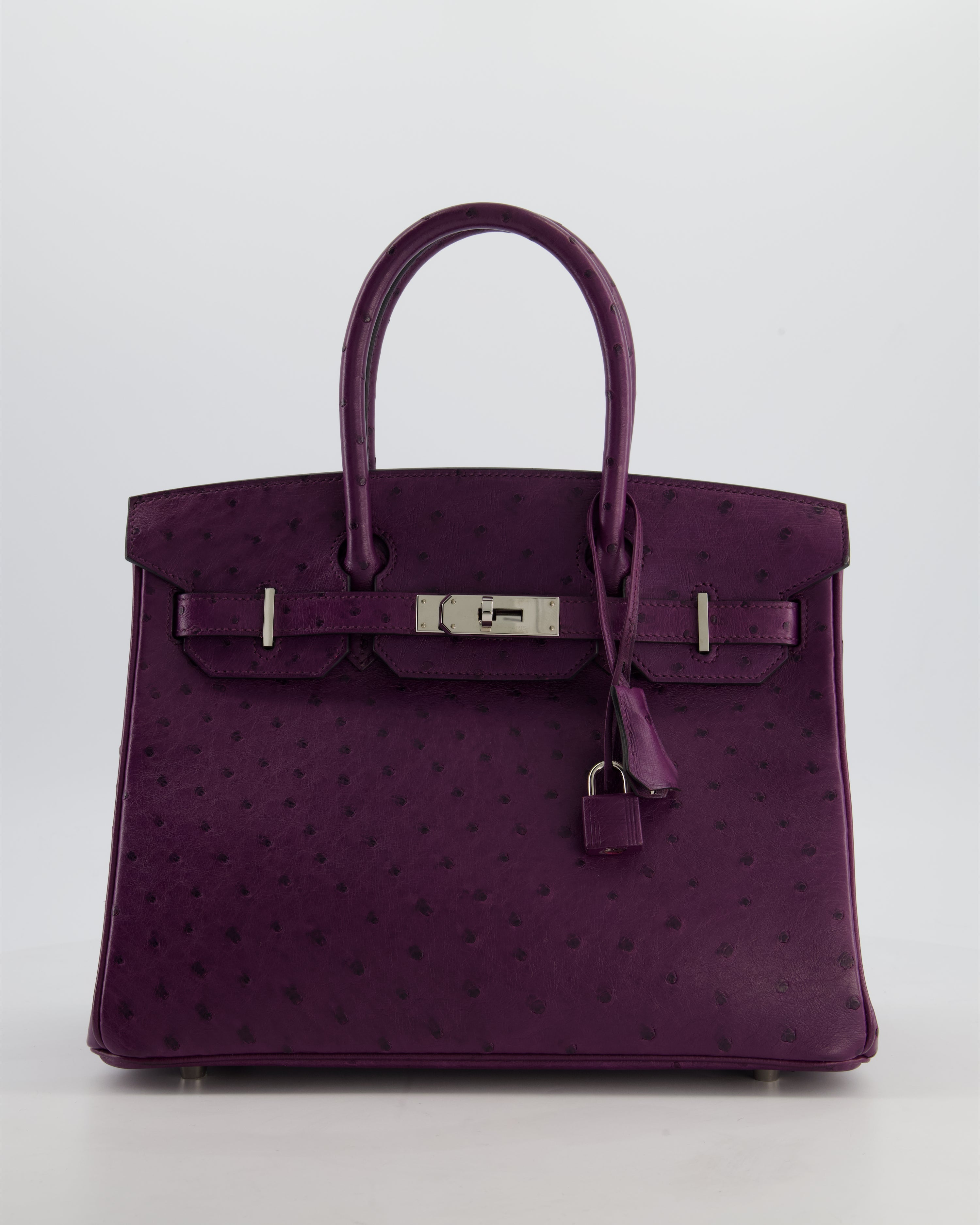*HOT & RARE* Hermès Birkin 30 Retourne Bag in Violine Ostrich Leather with Palladium Hardware