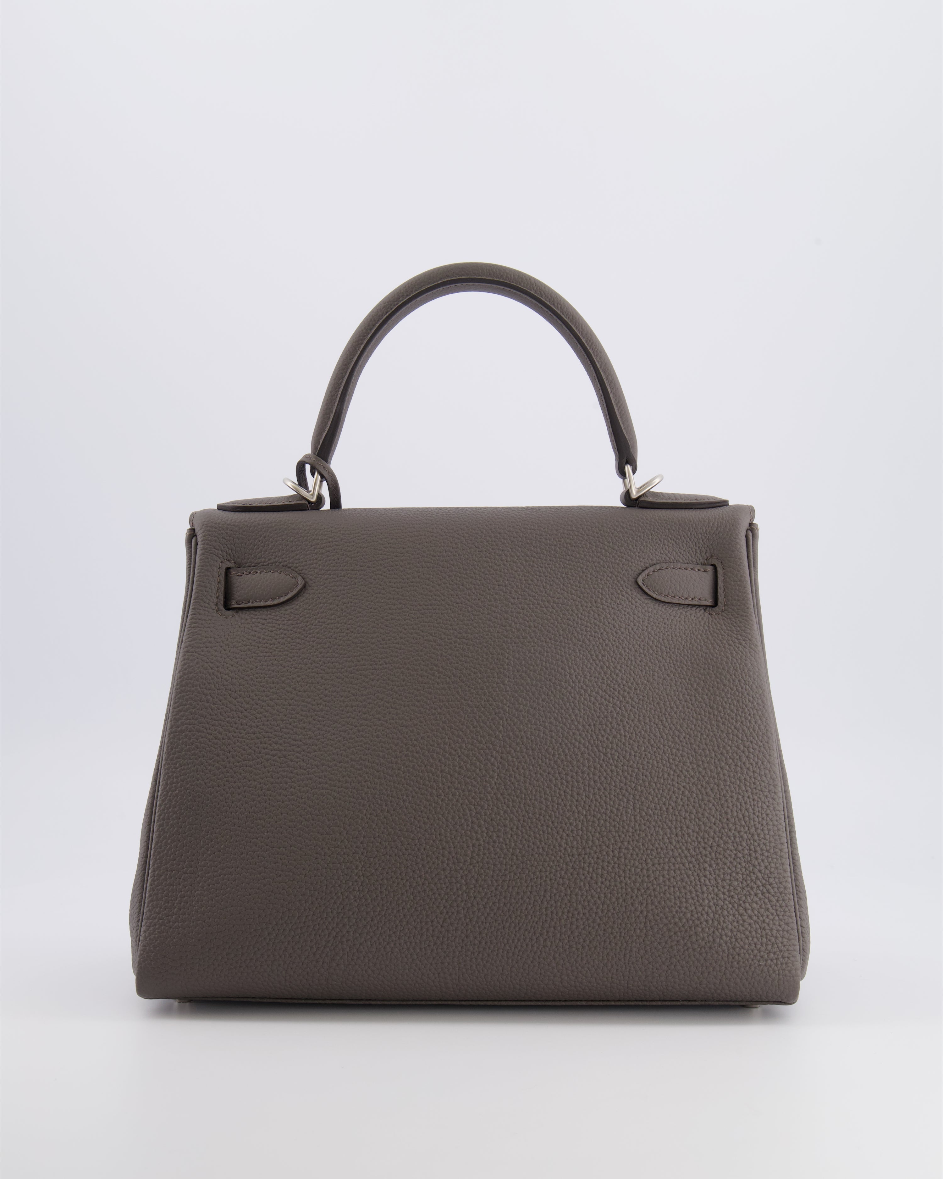 Hermès Kelly 28 Retourne HSS Bag in Gris Etain Togo Leather with Gris Perle Interior and Brushed Palladium Hardware