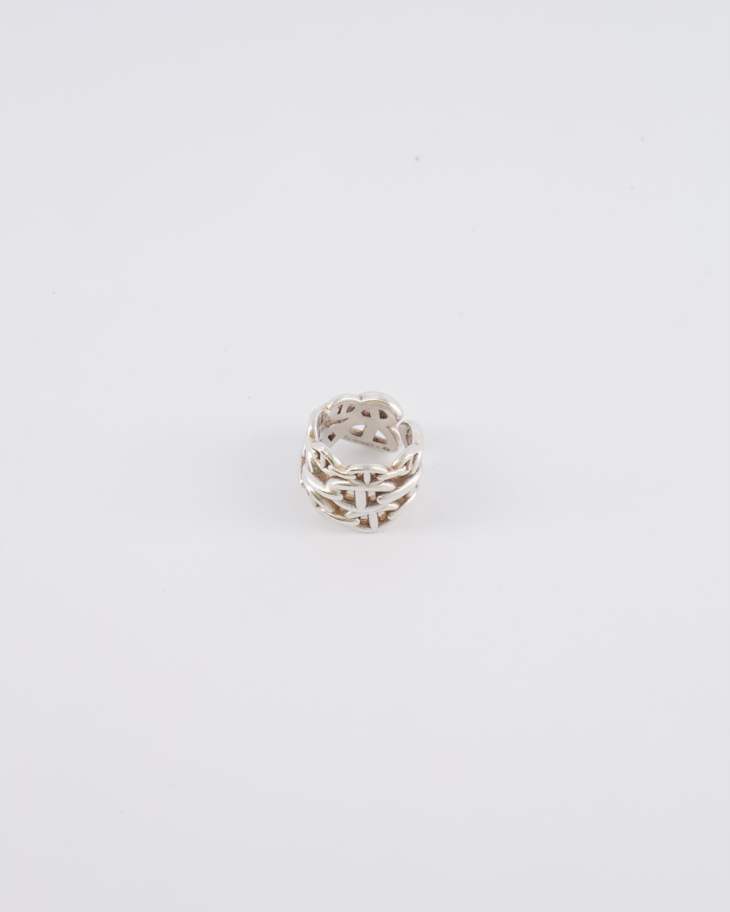 Hermès Large Chaine D'Ancre Enchainee Ring in Sterling Silver Size 50 RRP £890