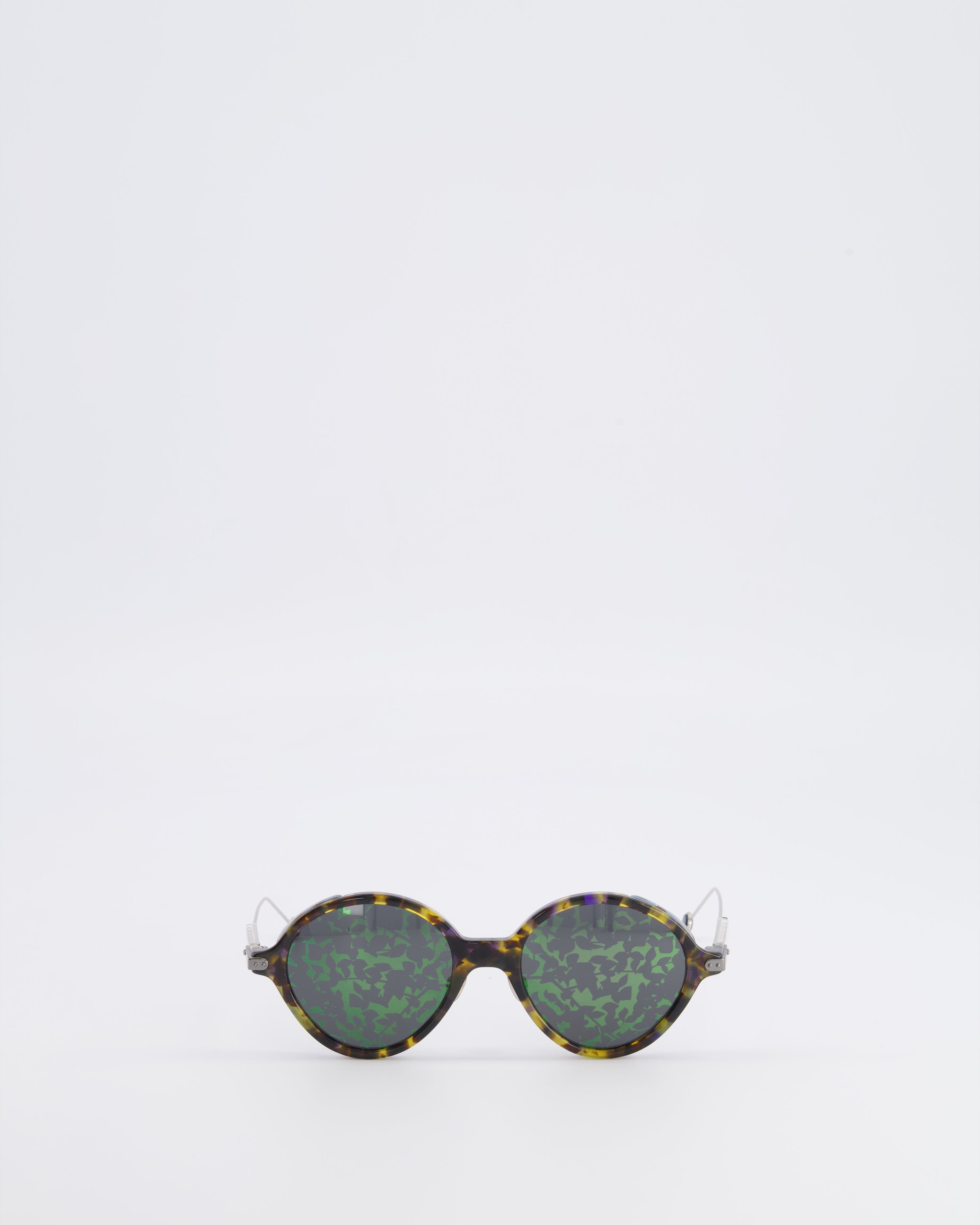 Christian Dior Tortoiseshell Acetate DiorUmbrage Sunglasses with Green Mirrored Foliage Pattern Lenses