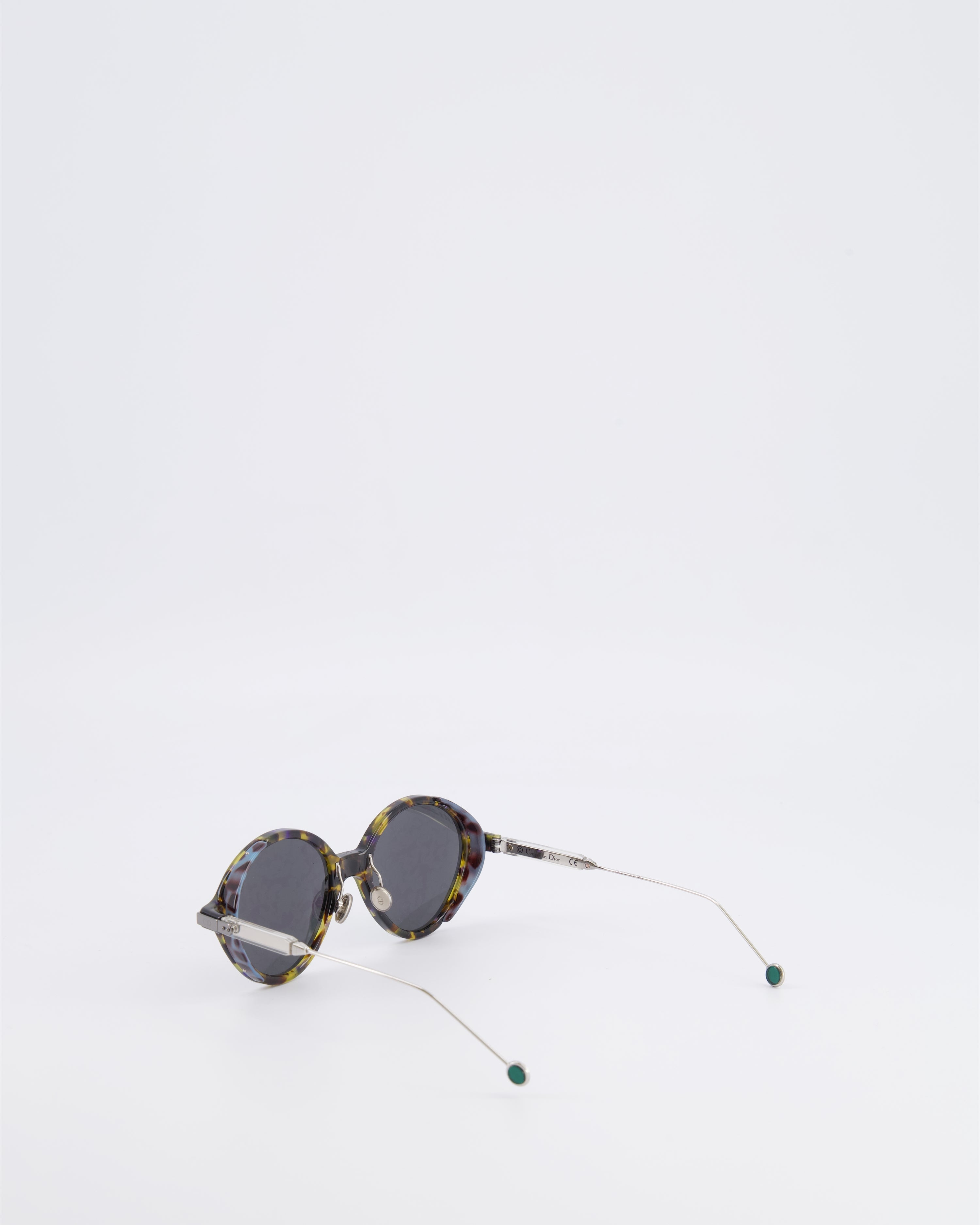 Christian Dior Tortoiseshell Acetate DiorUmbrage Sunglasses with Green Mirrored Foliage Pattern Lenses