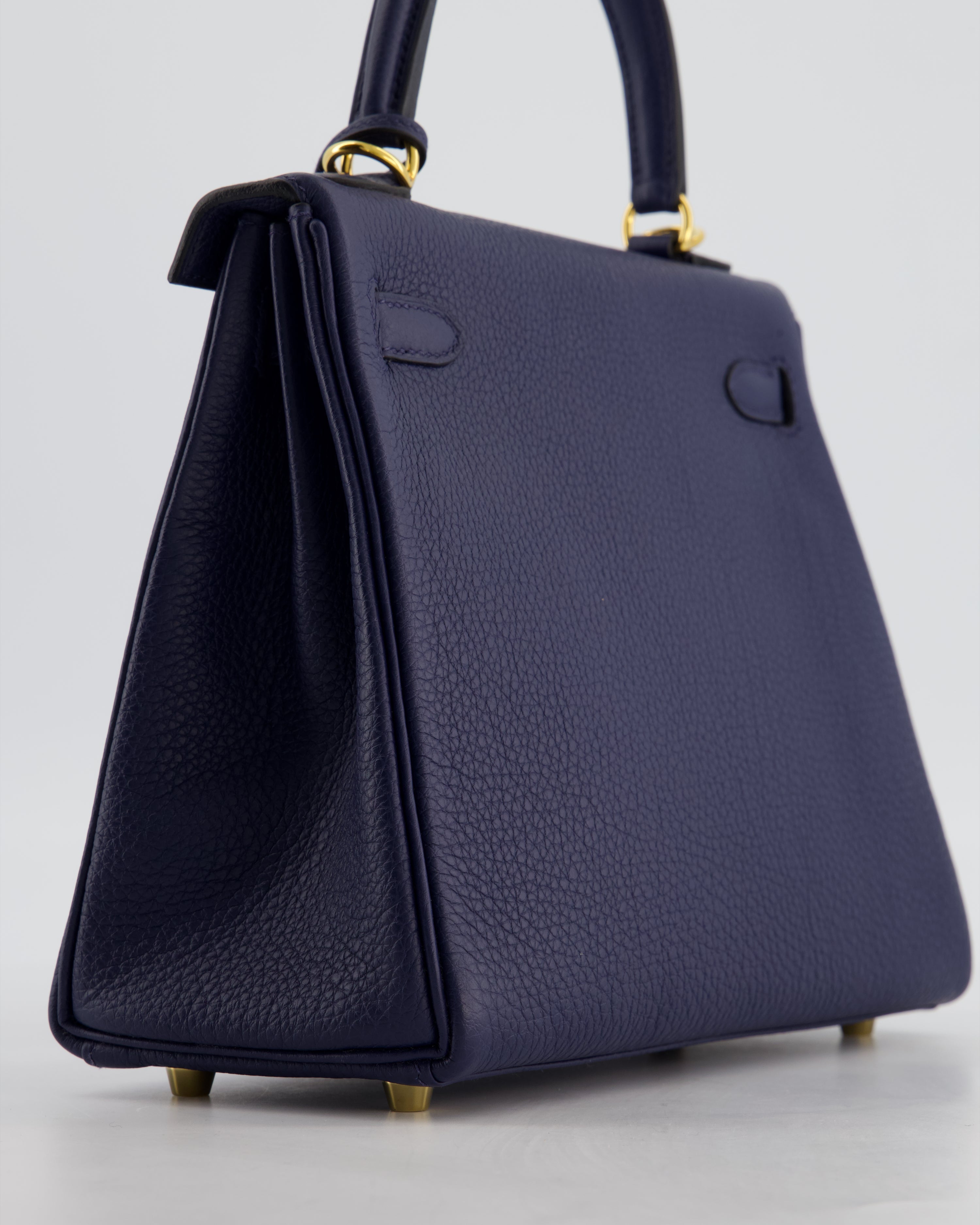 Hermès Kelly 25 Retourne Bag in Bleu Navy Togo Leather Bleu with Gold Hardware