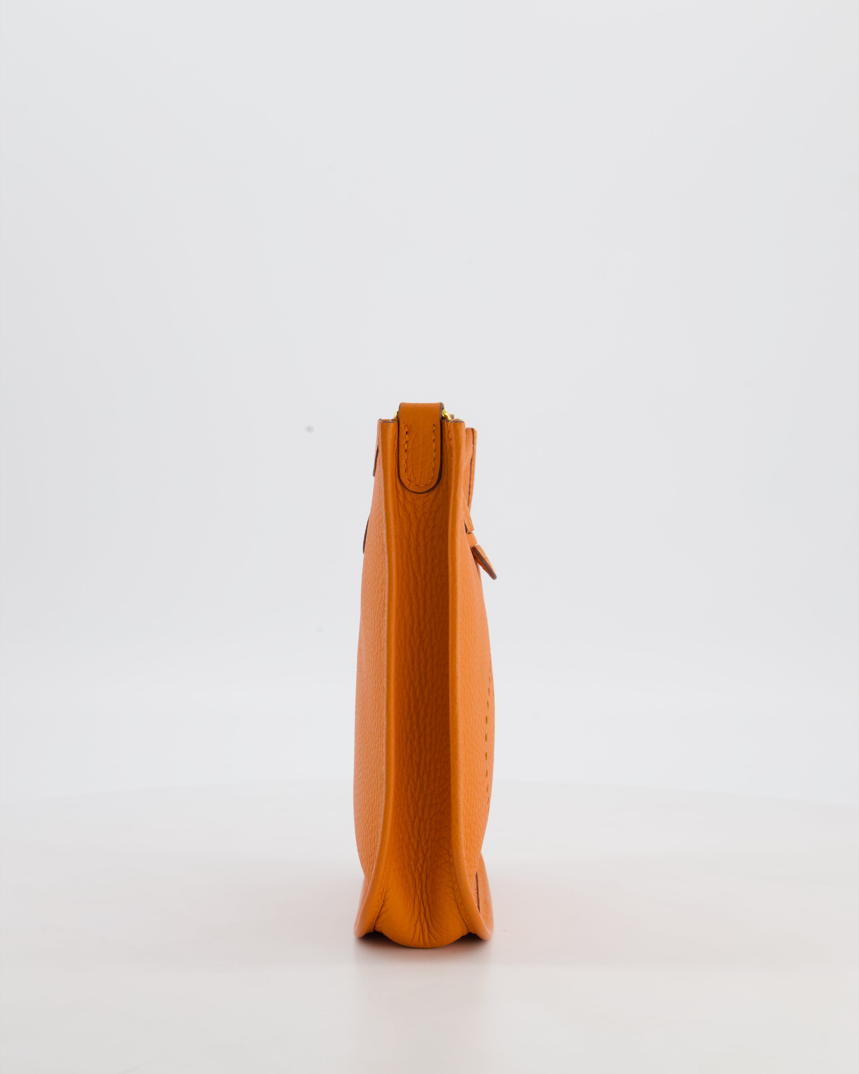 Hermès Mini Evelyne Bag in Orange Clemence Leather with Gold Hardware
