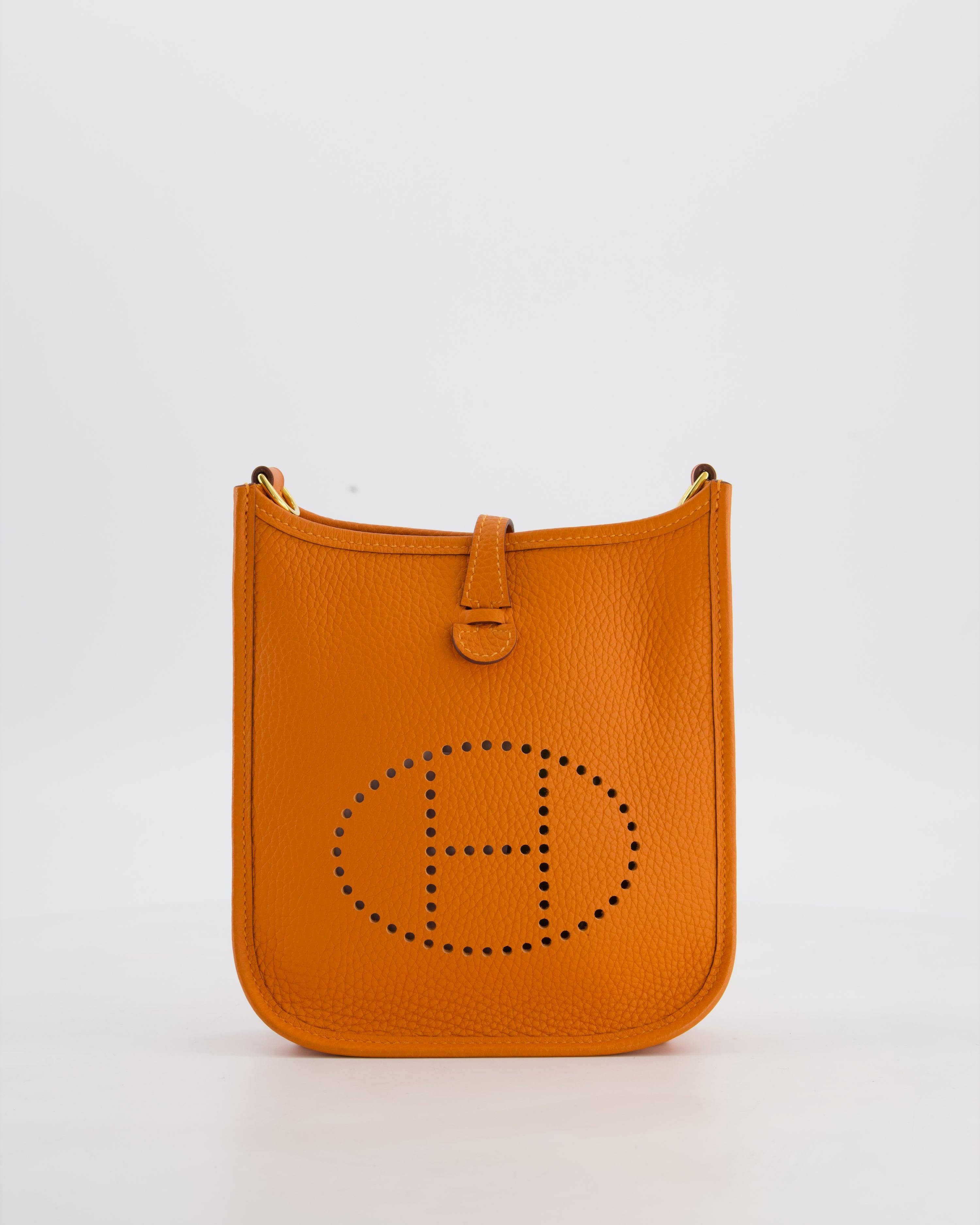 Hermès Mini Evelyne Bag in Orange Clemence Leather with Gold Hardware