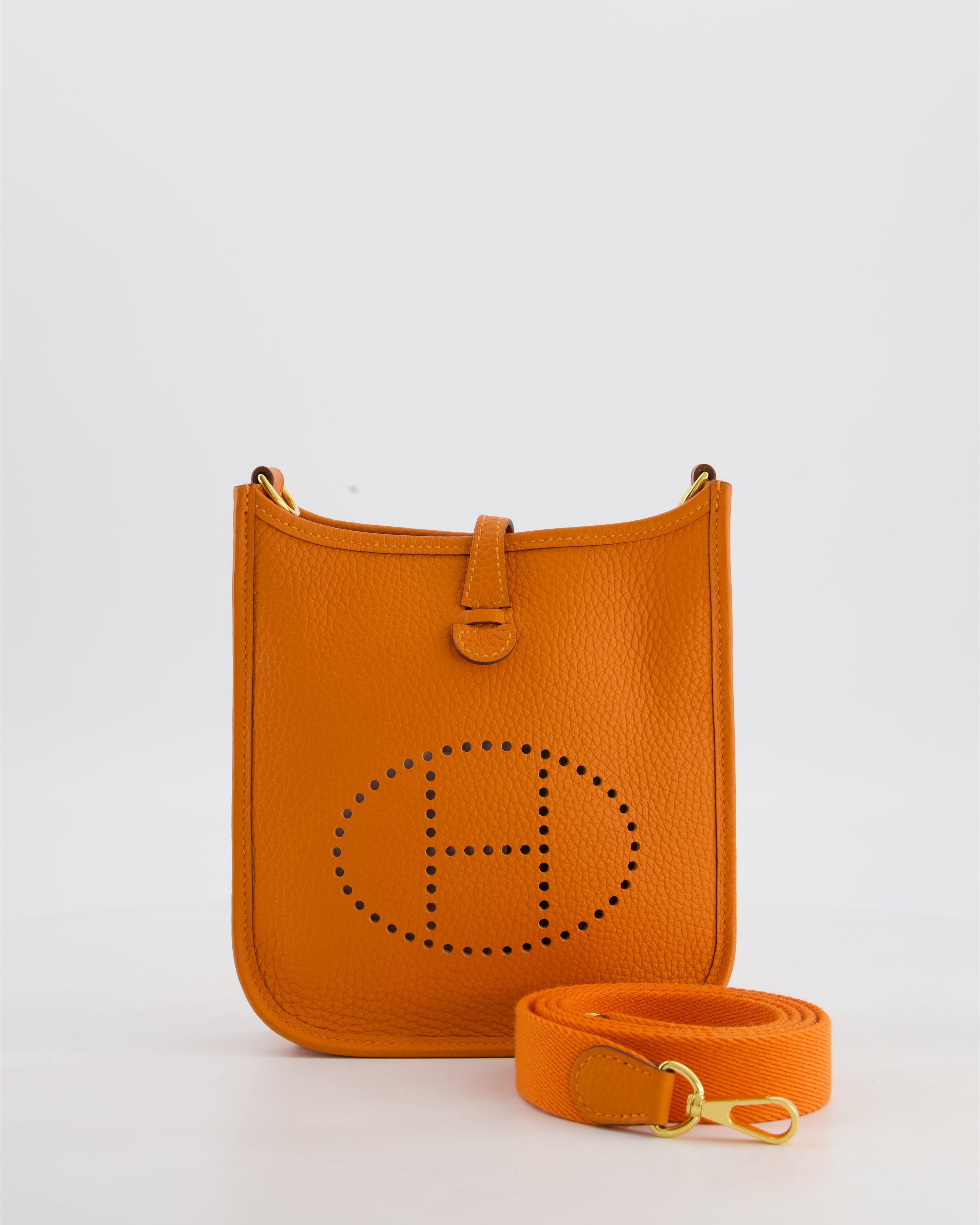 Hermès Mini Evelyne Bag in Orange Clemence Leather with Gold Hardware