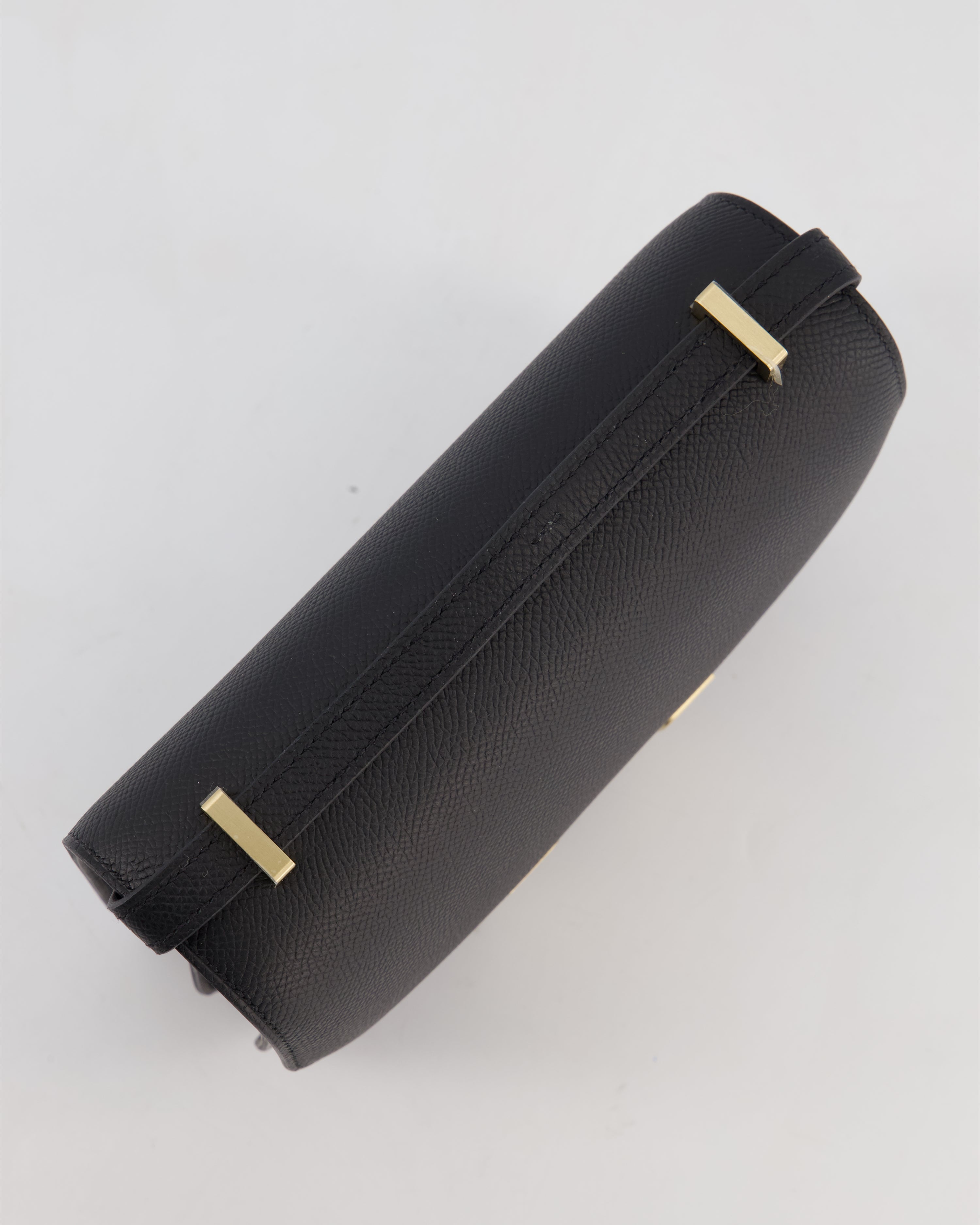 *RARE* Hermès Mini Constance III Mirror 18 Bag in Noir Epsom Leather with Brushed Permabrass Hardware