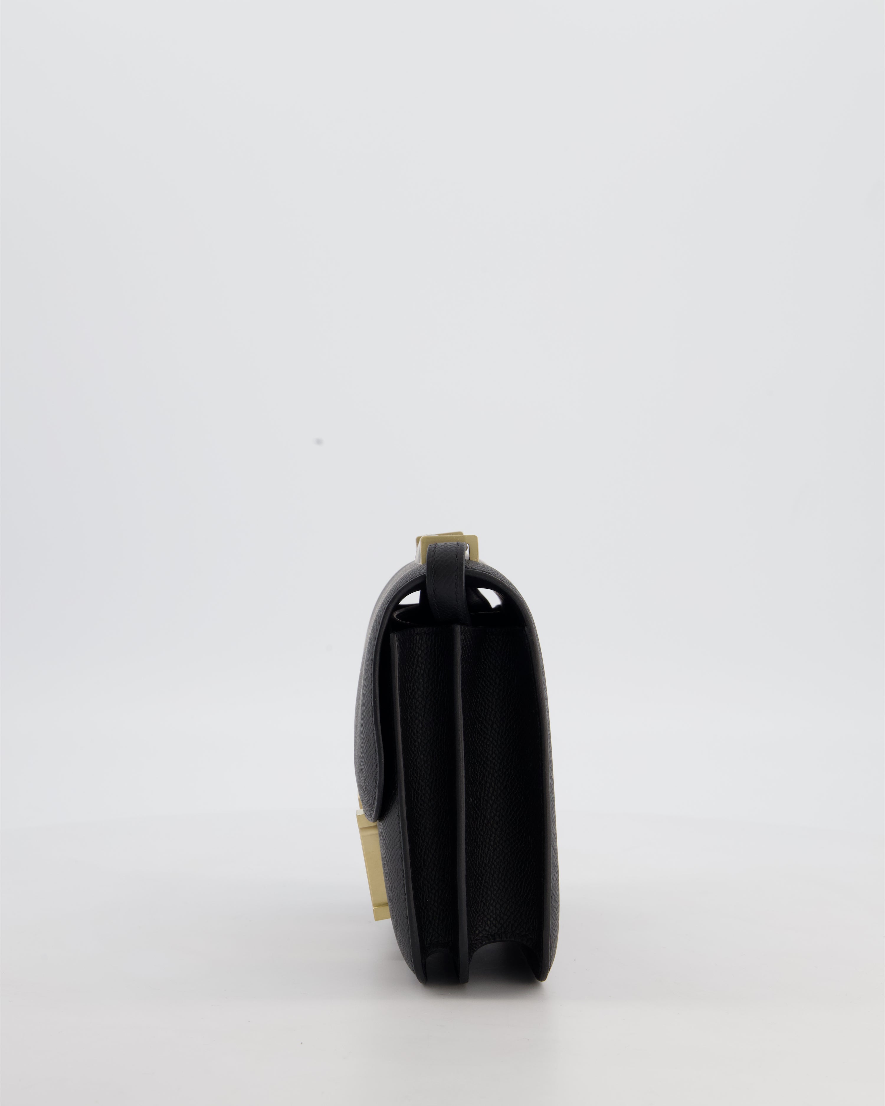 *RARE* Hermès Mini Constance III Mirror 18 Bag in Noir Epsom Leather with Brushed Permabrass Hardware