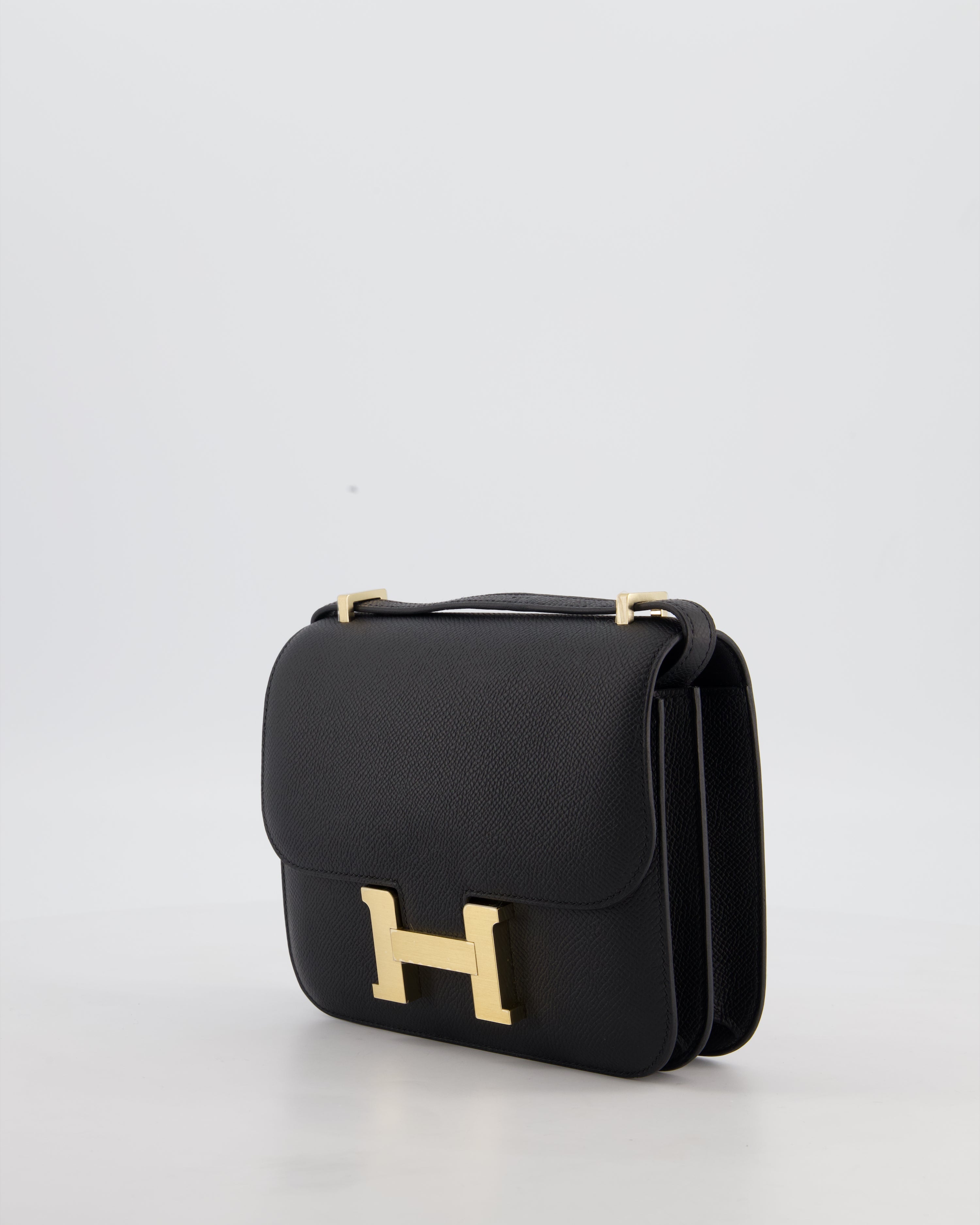*RARE* Hermès Mini Constance III Mirror 18 Bag in Noir Epsom Leather with Brushed Permabrass Hardware