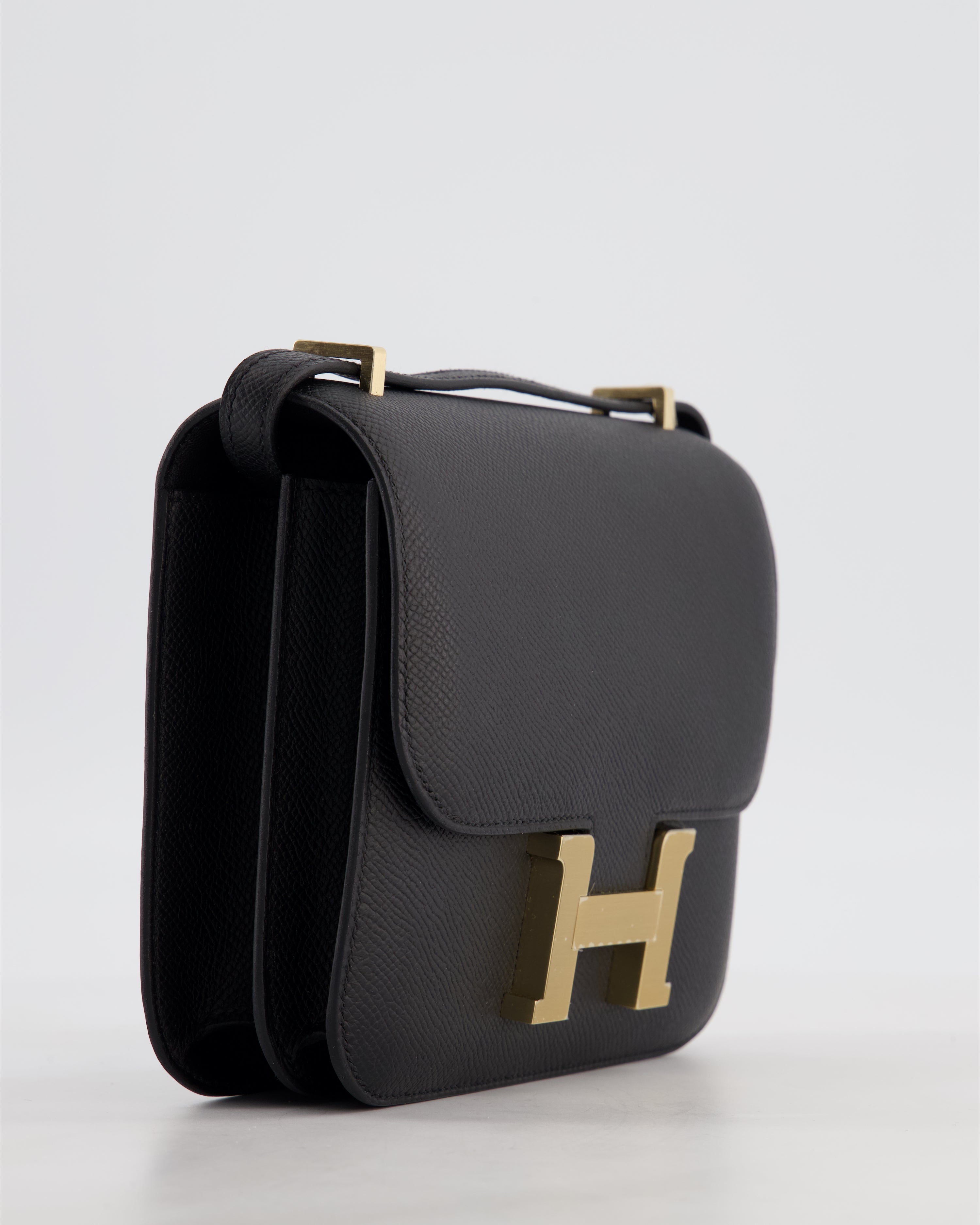 *RARE* Hermès Mini Constance III Mirror 18 Bag in Noir Epsom Leather with Brushed Permabrass Hardware