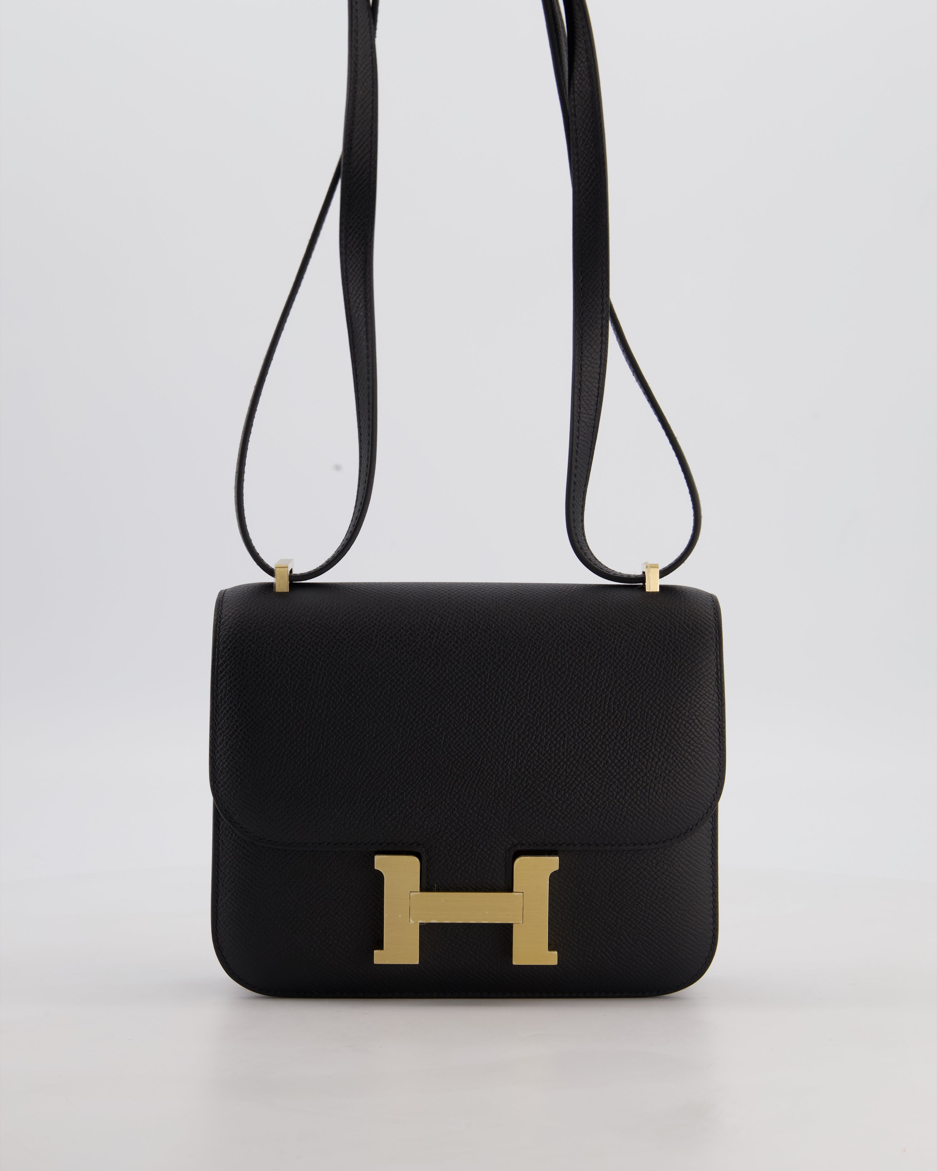 *RARE* Hermès Mini Constance III Mirror 18 Bag in Noir Epsom Leather with Brushed Permabrass Hardware