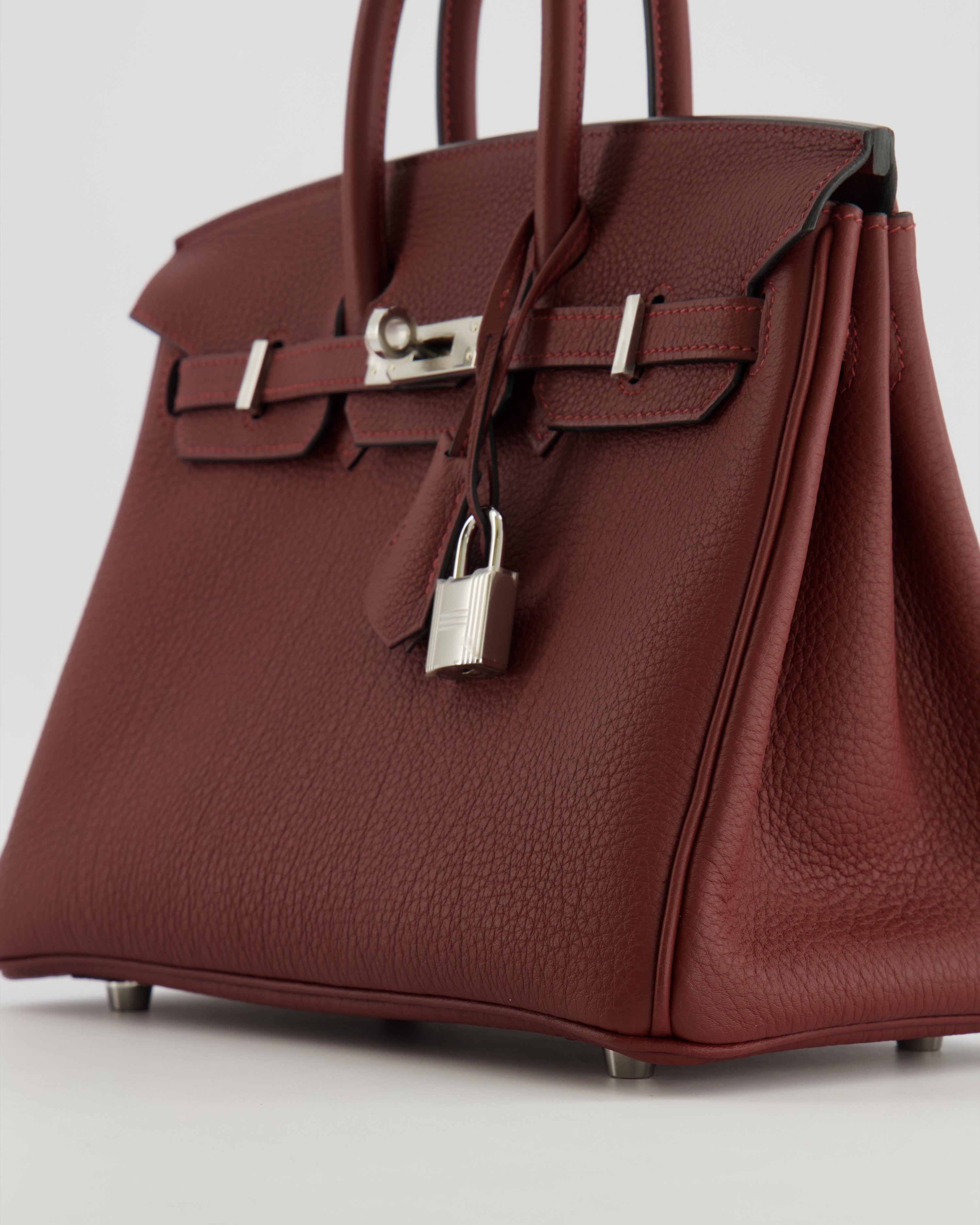 Hermès Birkin 25 Retourne Bag in Rouge H Veau Togo Leather with Palladium Hardware