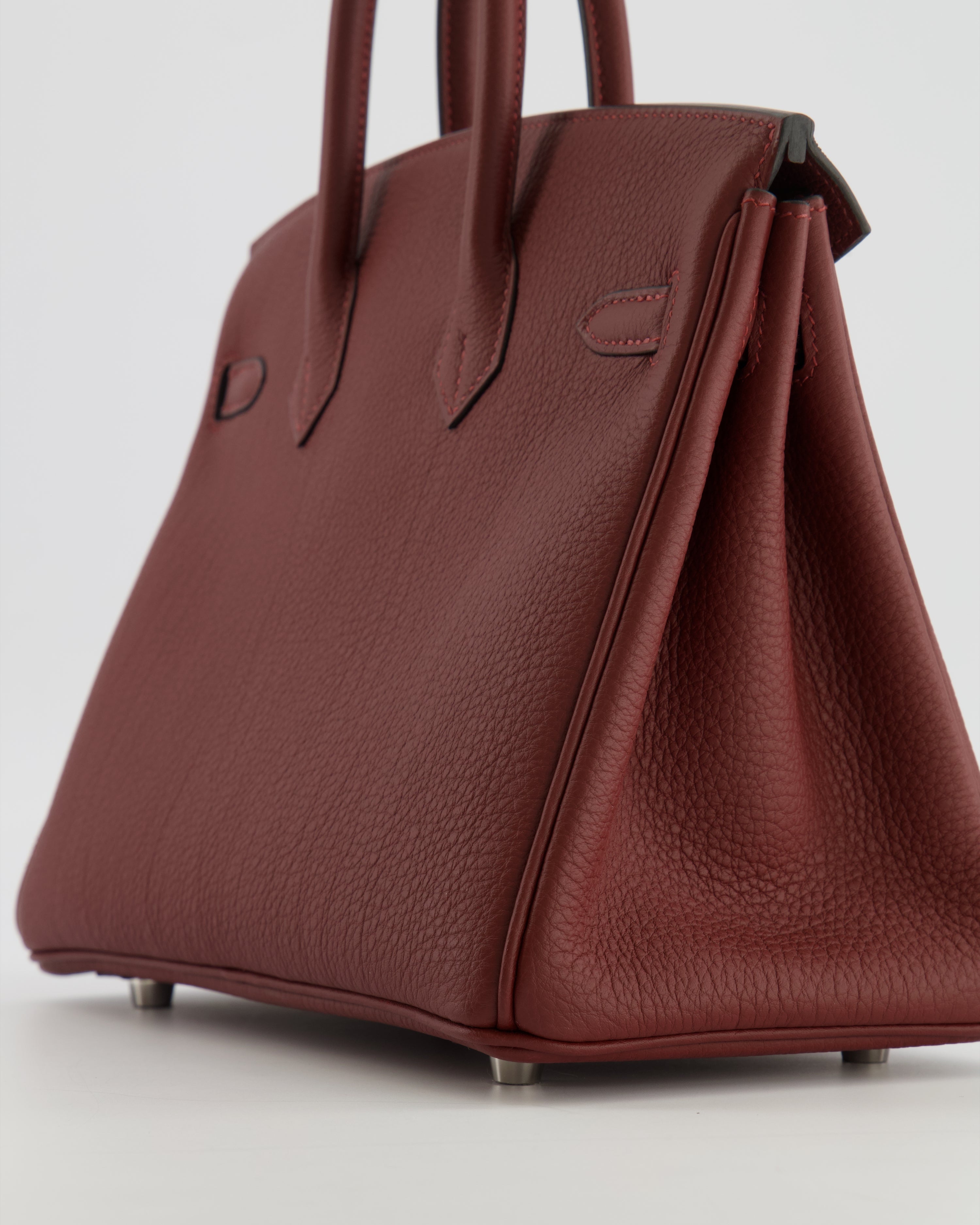 Hermès Birkin 25 Retourne Bag in Rouge H Veau Togo Leather with Palladium Hardware