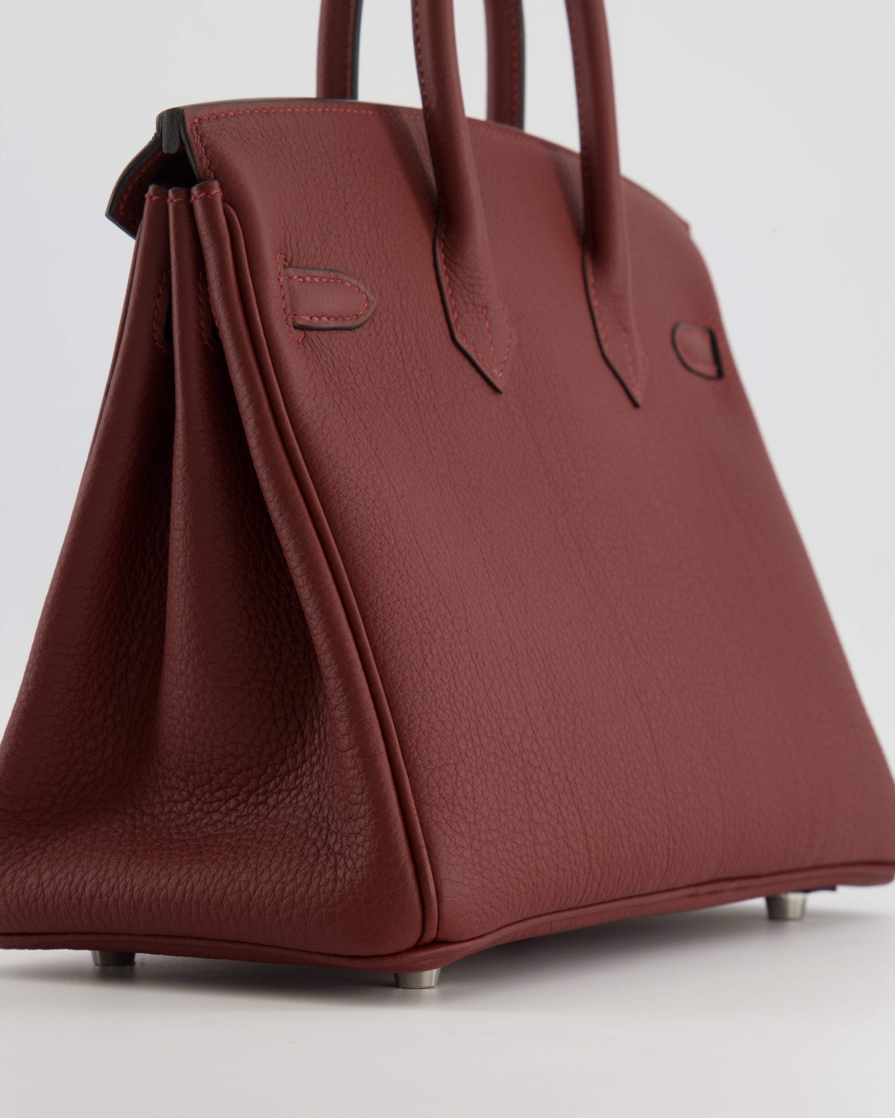 Hermès Birkin 25 Retourne Bag in Rouge H Veau Togo Leather with Palladium Hardware