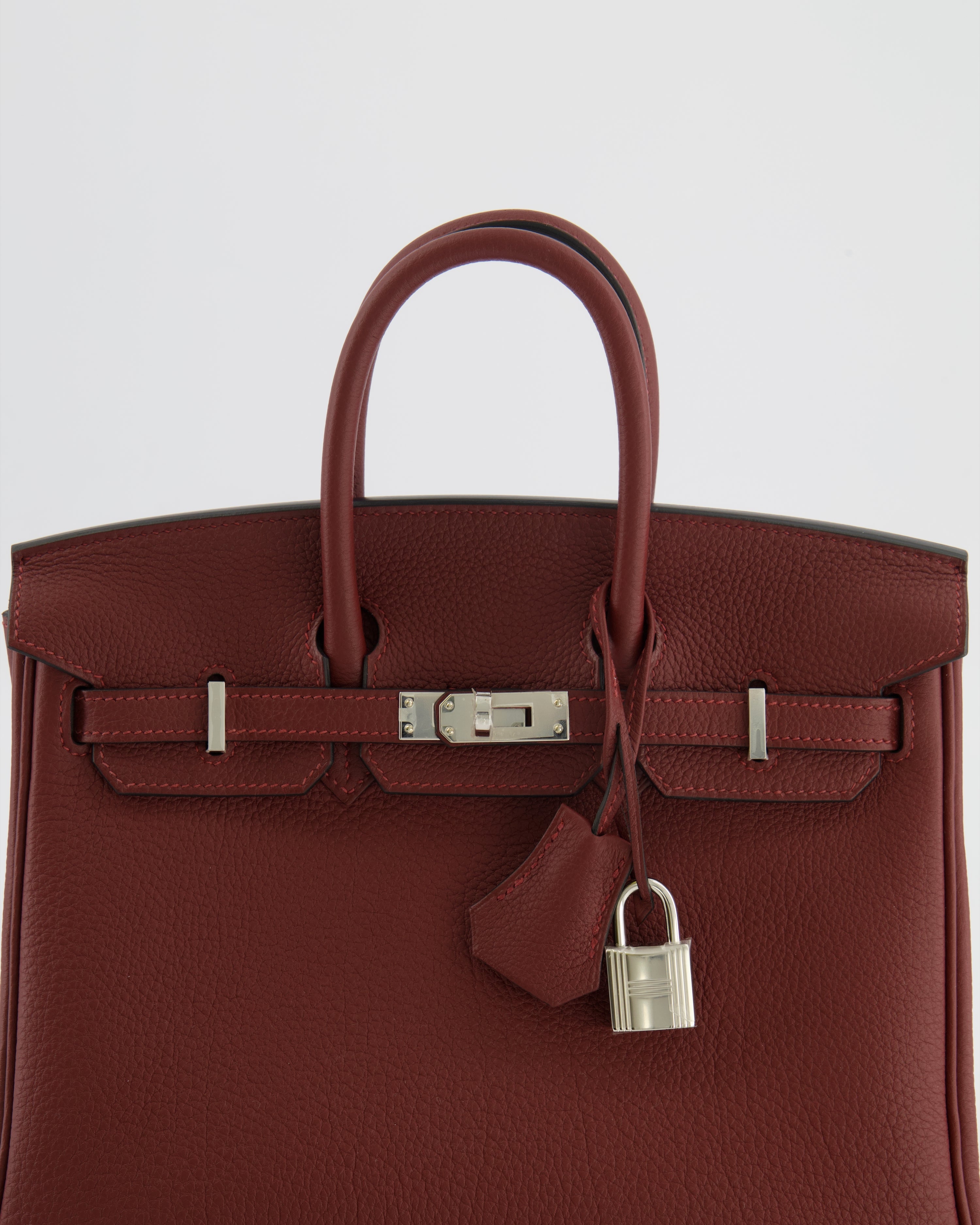 Hermès Birkin 25 Retourne Bag in Rouge H Veau Togo Leather with Palladium Hardware