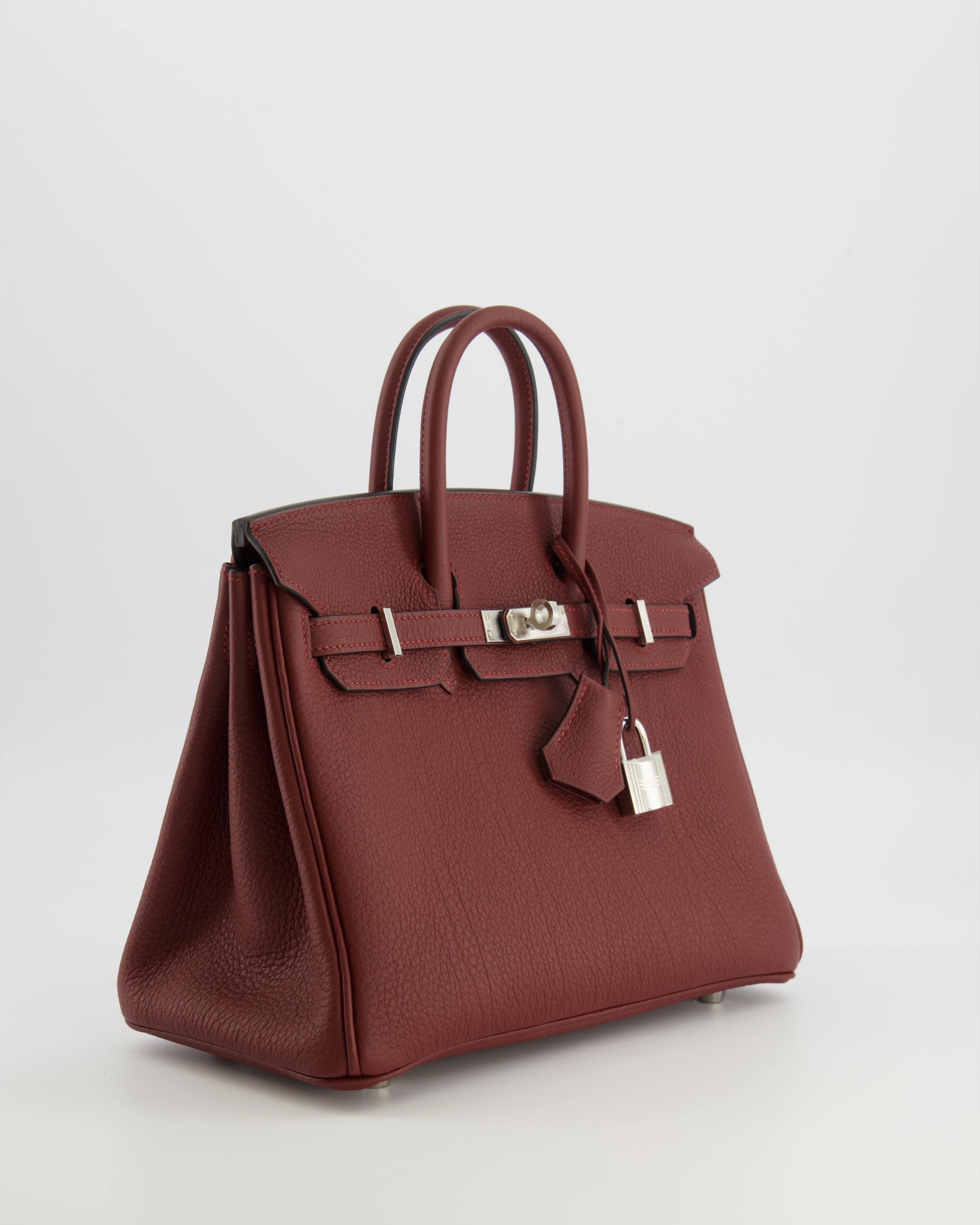 Hermès Birkin 25 Retourne Bag in Rouge H Veau Togo Leather with Palladium Hardware