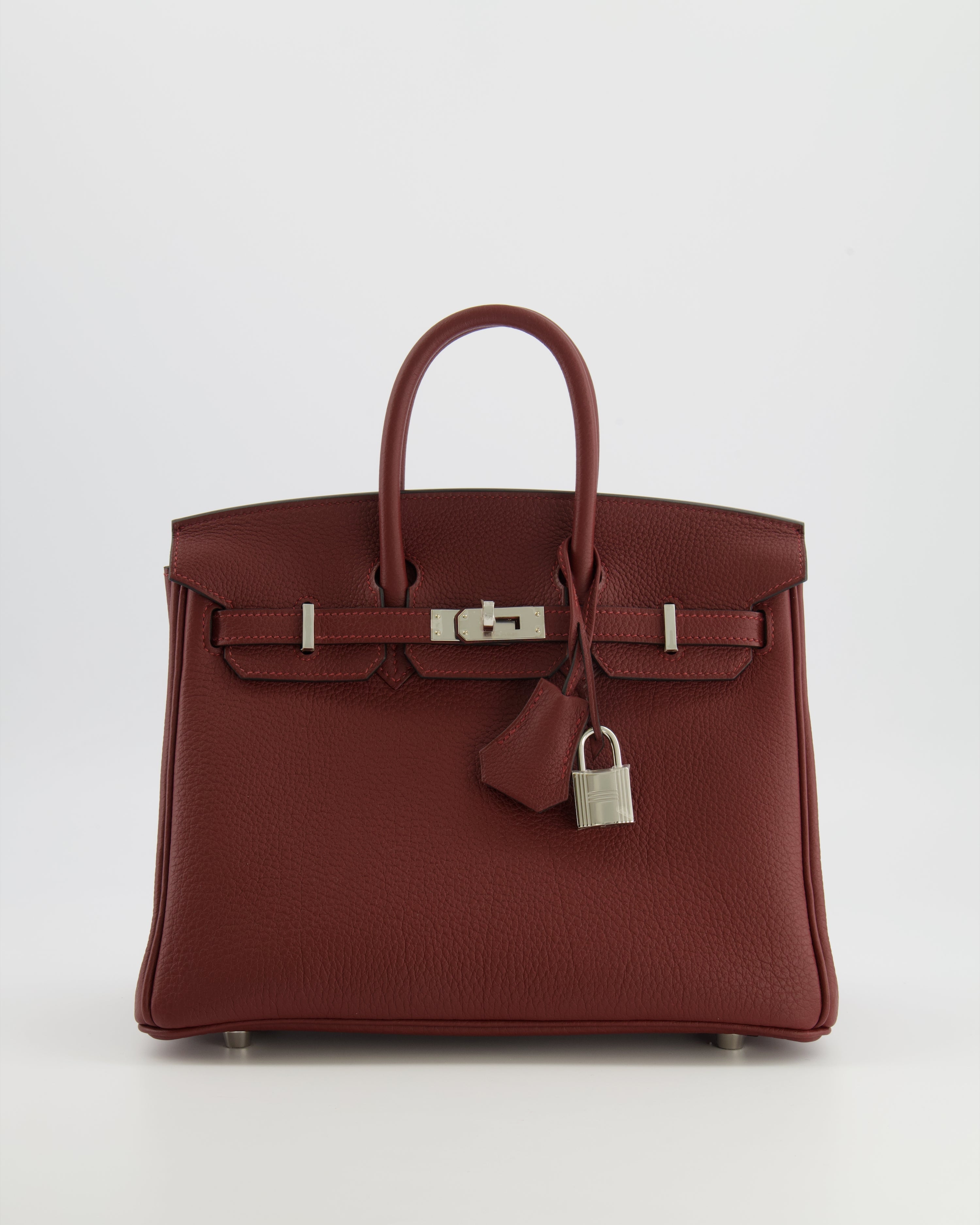 Hermès Birkin 25 Retourne Bag in Rouge H Veau Togo Leather with Palladium Hardware