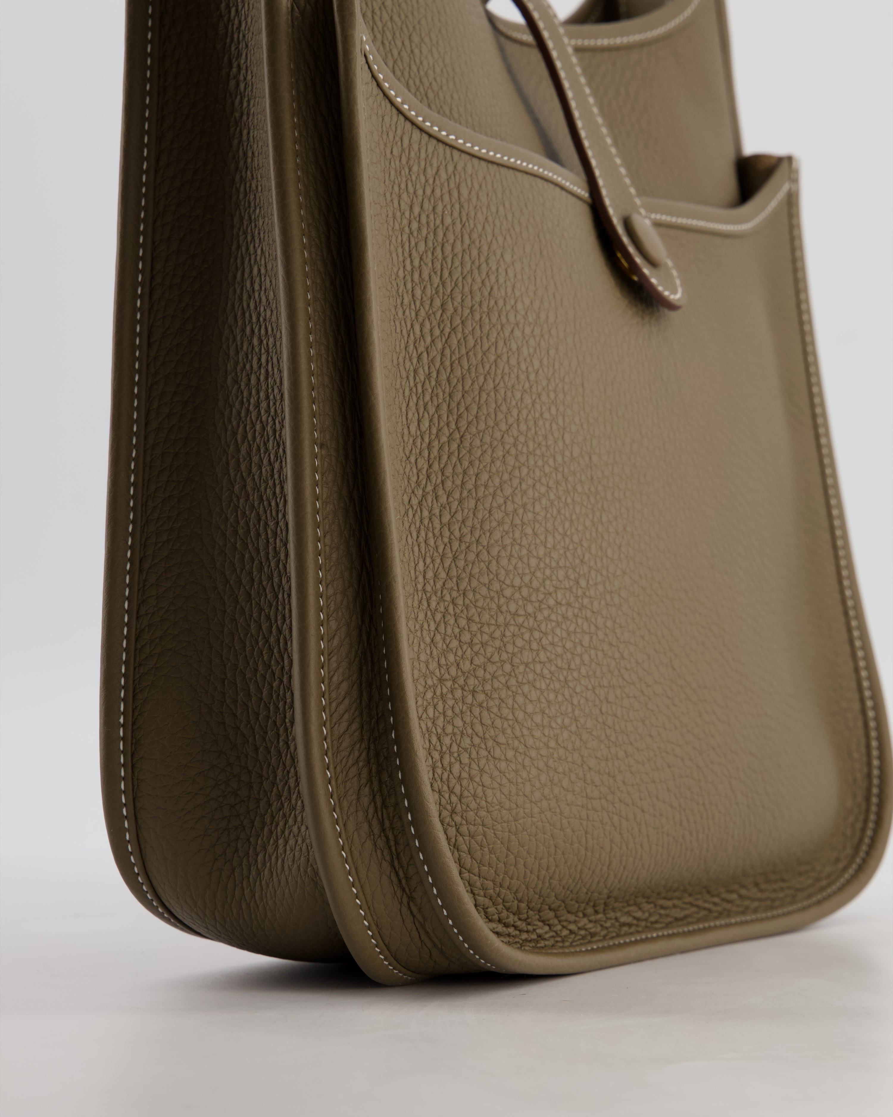 Hermès Evelyne III 29 Bag in Etoupe Taurillon Clemence Leather with Gold Hardware