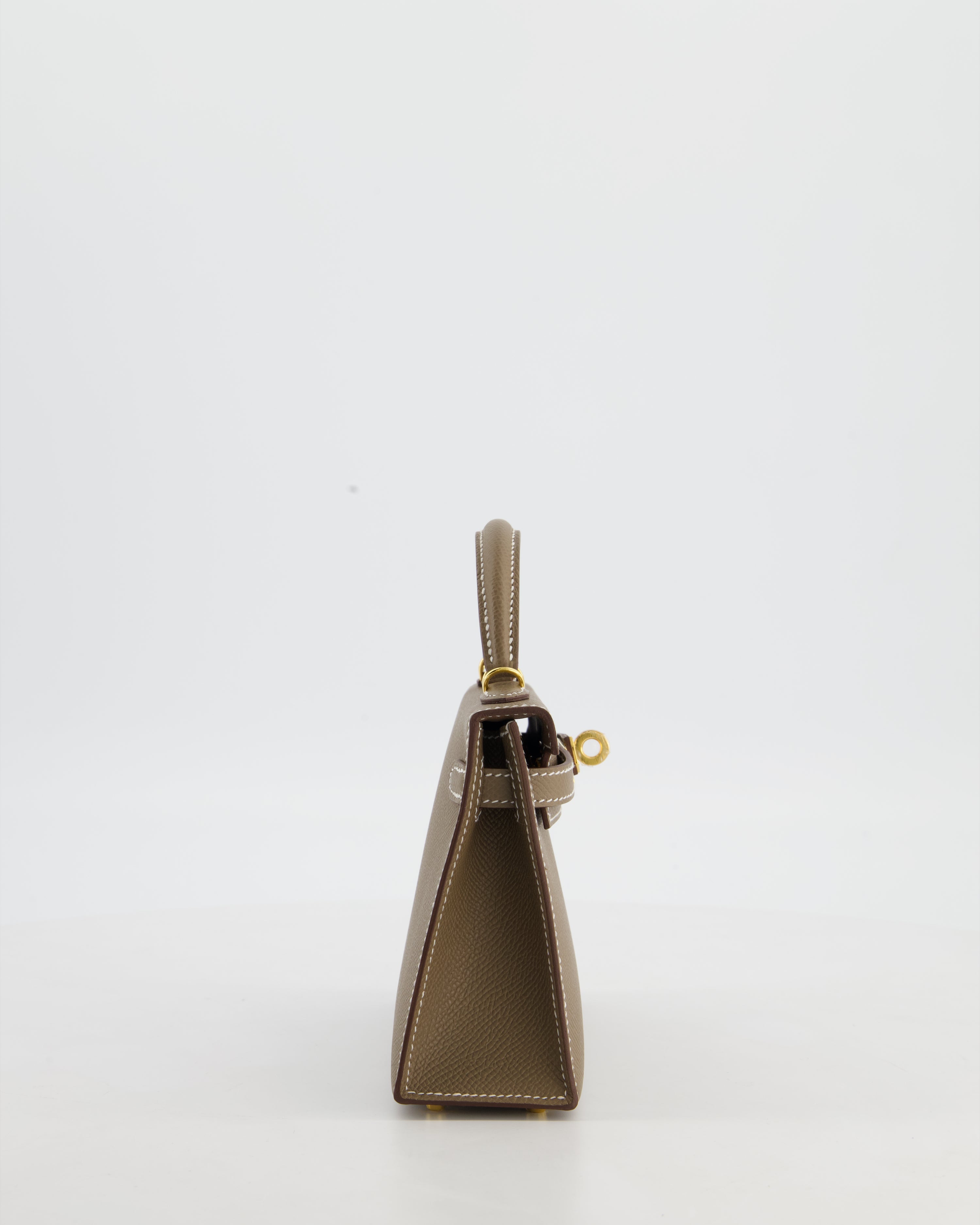 *HOT* Hermès Mini Kelly II 20 Bag in Etoupe Epsom Leather with Gold Hardware