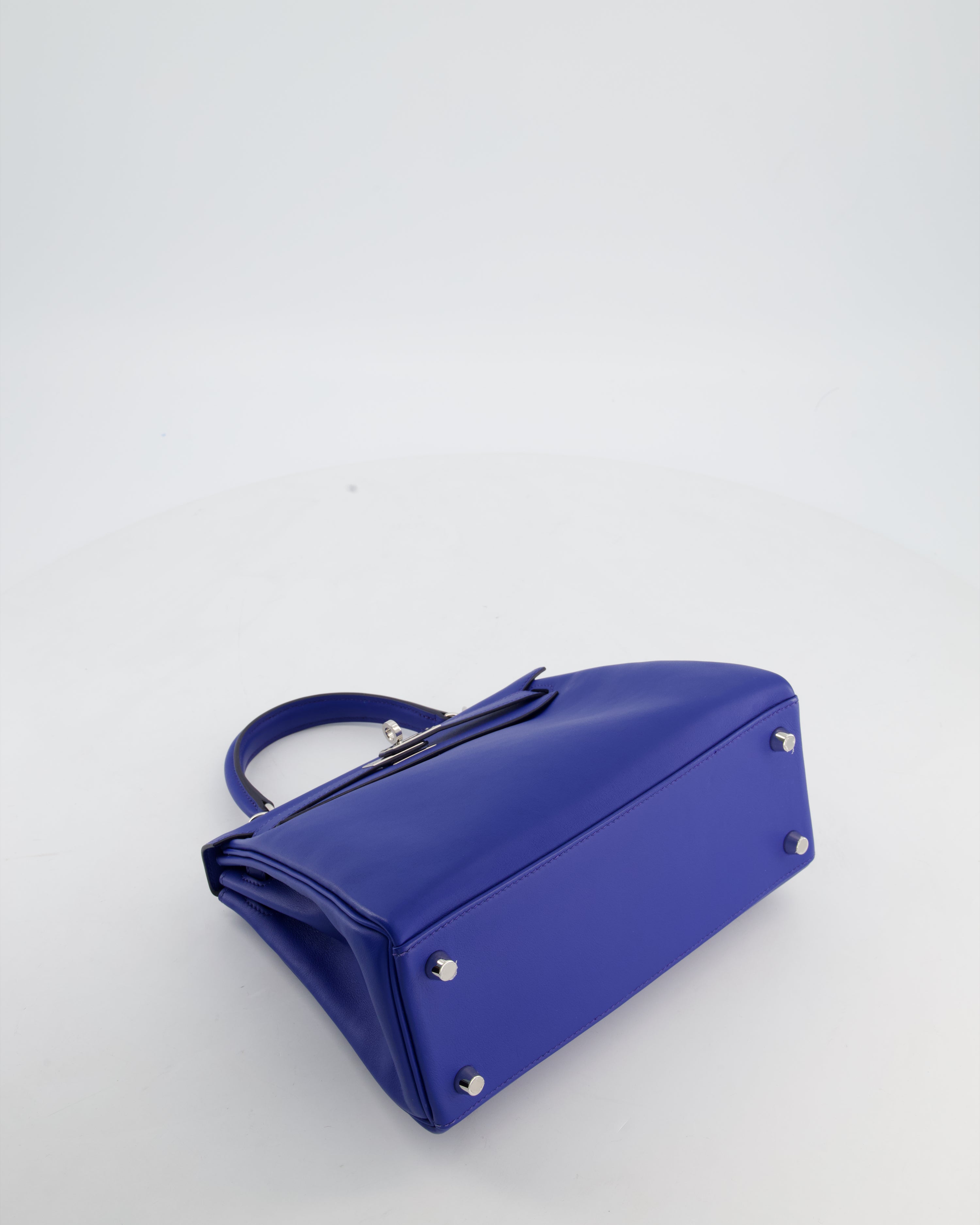 Hermès Kelly 25 Retourne Bag in Bleu France Swift Leather Bleu with Palladium Hardware