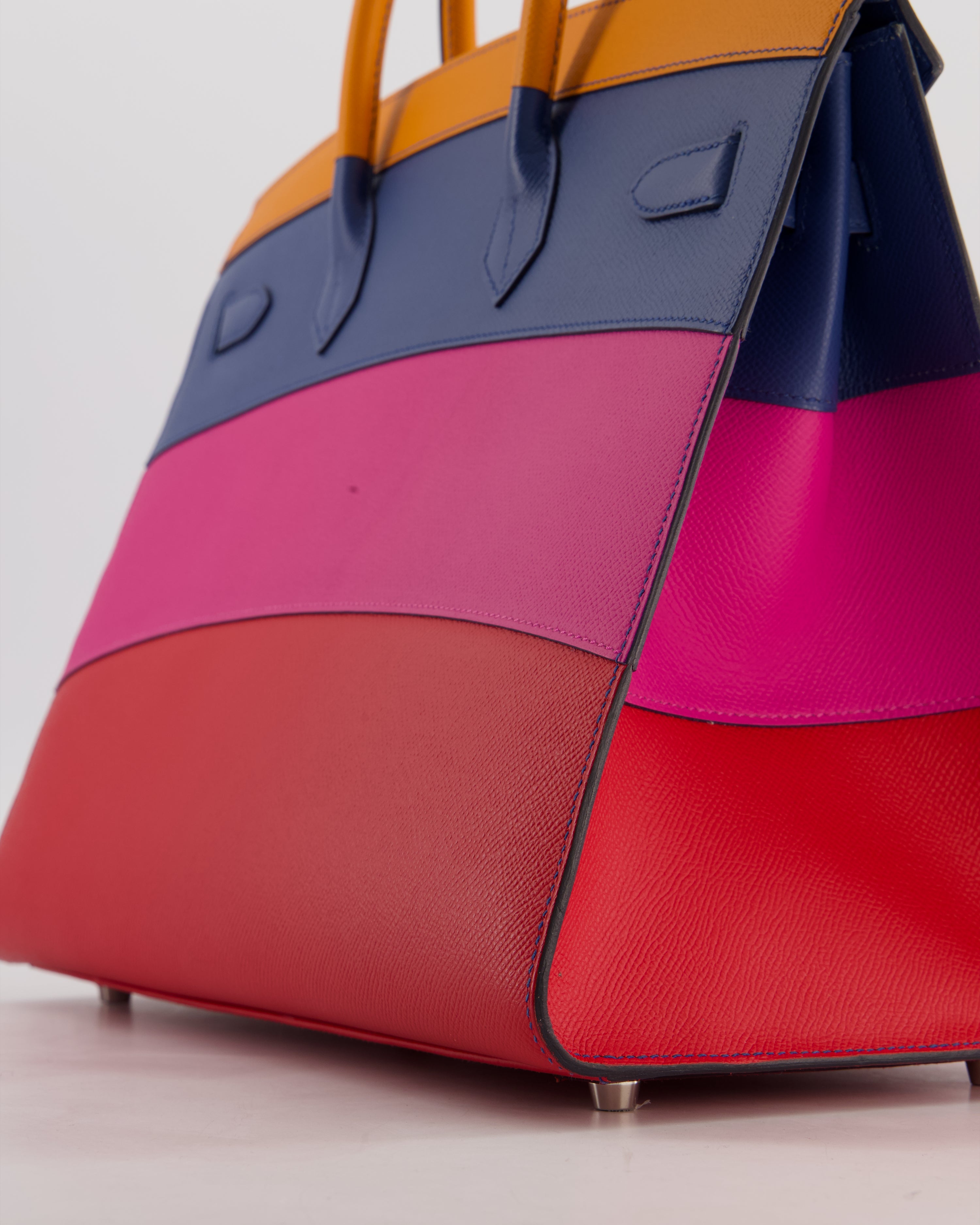*BLUE BOX* Hermès Birkin 35 Sunset Sellier Bag in Abricot, Agate, Magnolia & Rouge Casaque Epsom Leather with Palladium Hardware