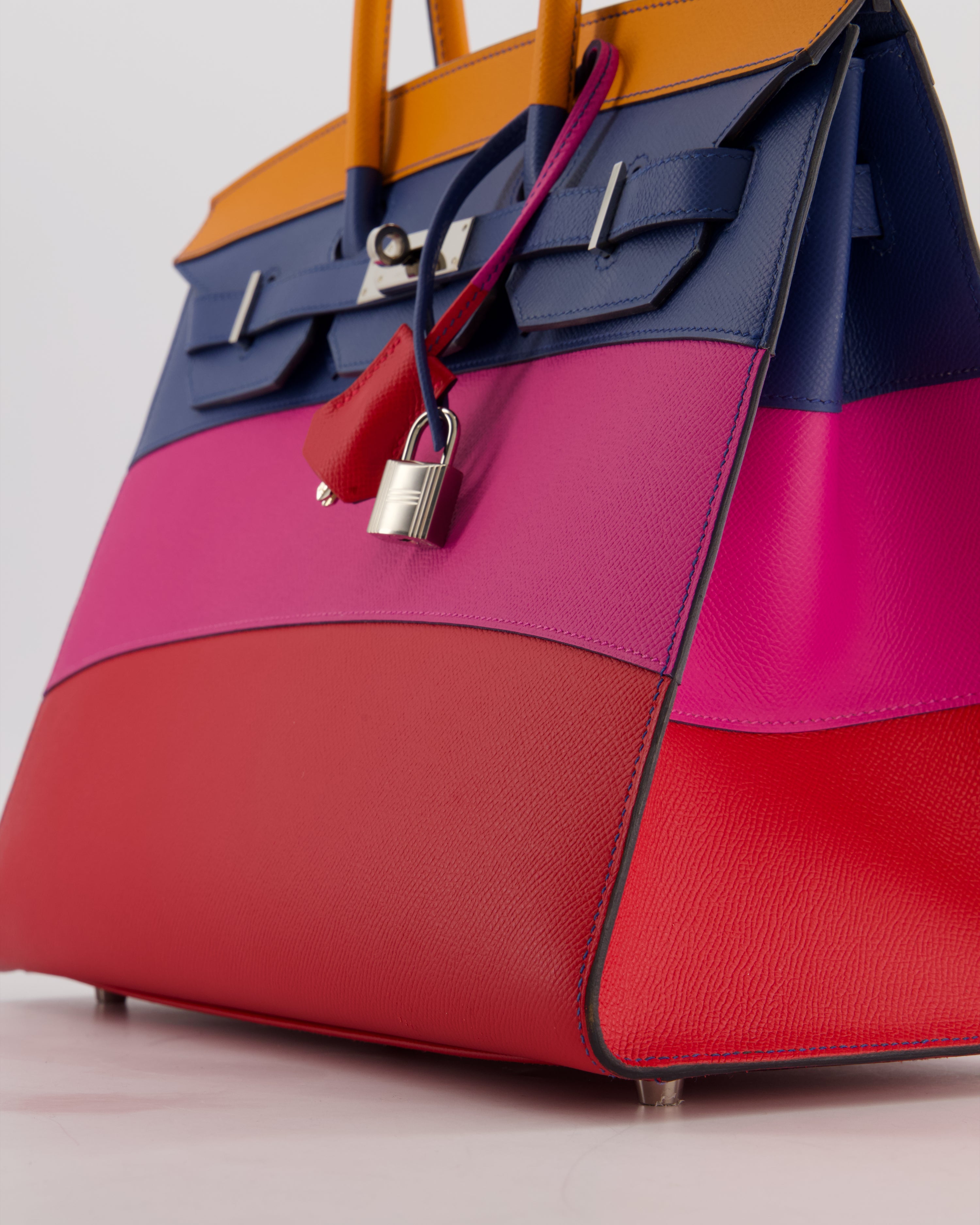 *BLUE BOX* Hermès Birkin 35 Sunset Sellier Bag in Abricot, Agate, Magnolia & Rouge Casaque Epsom Leather with Palladium Hardware