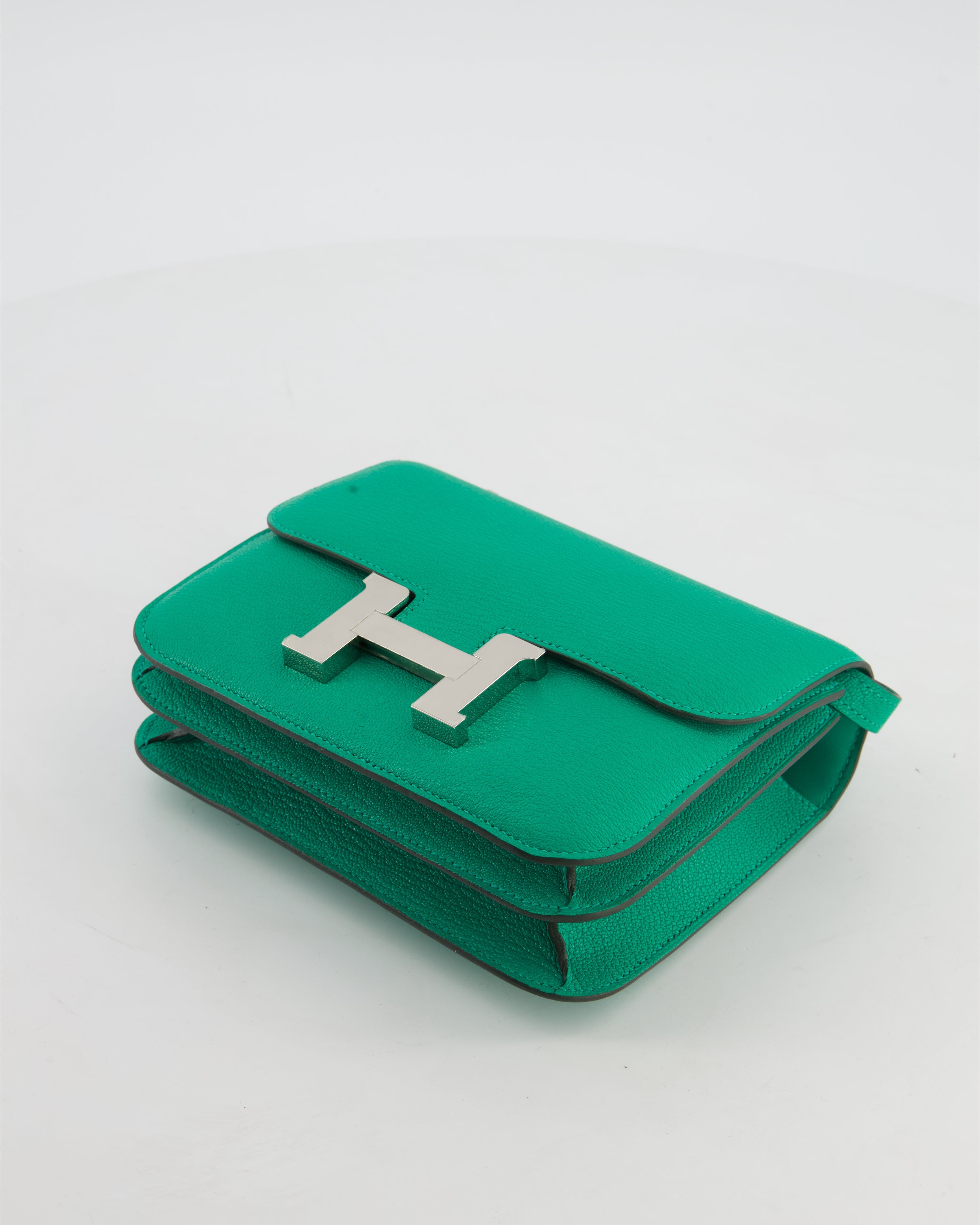 Hermès Mini Constance III Miroir 18 Bag in Menthe Chevre Mysore Leather with Palladium Hardware