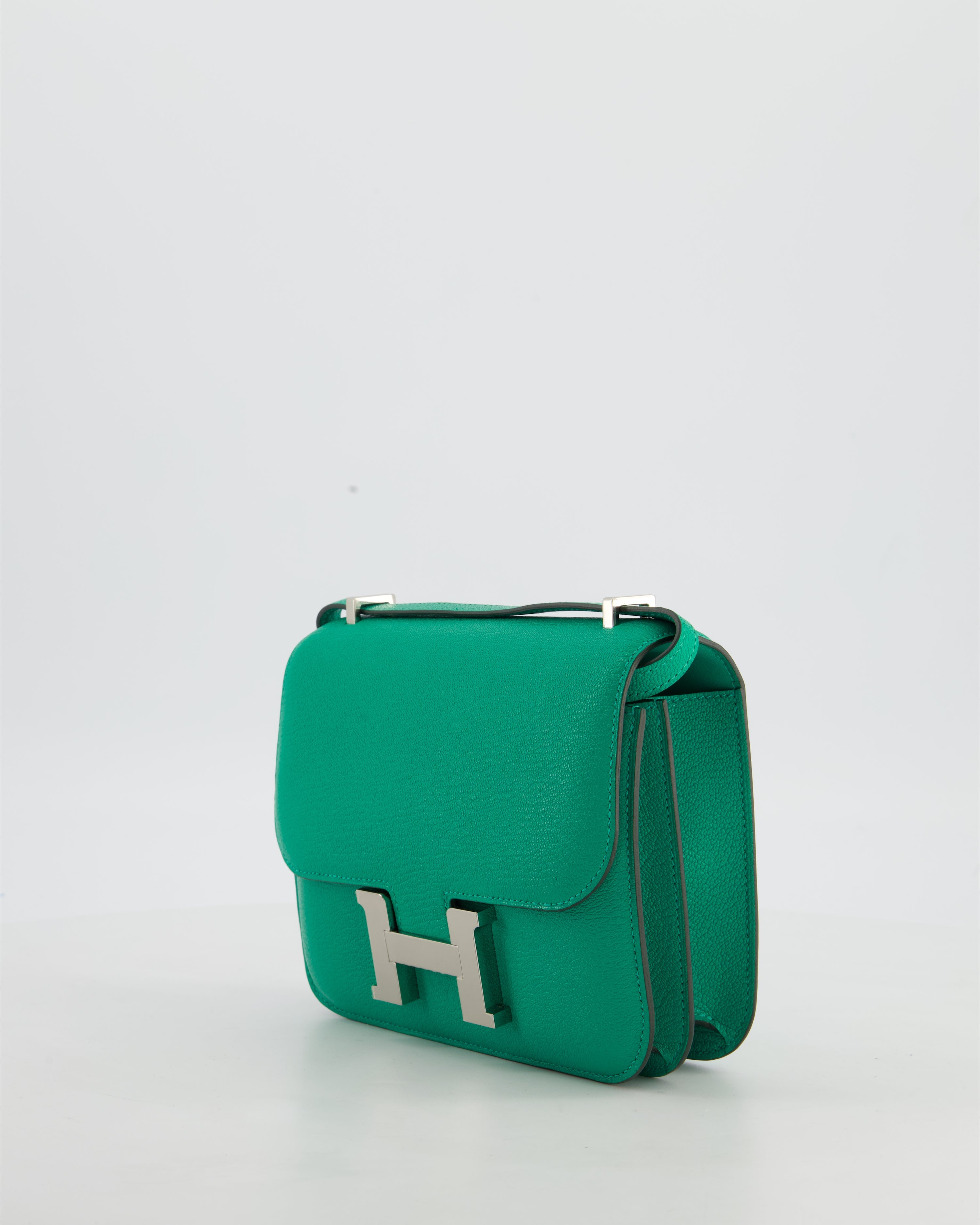 Hermès Mini Constance III Miroir 18 Bag in Menthe Chevre Mysore Leather with Palladium Hardware