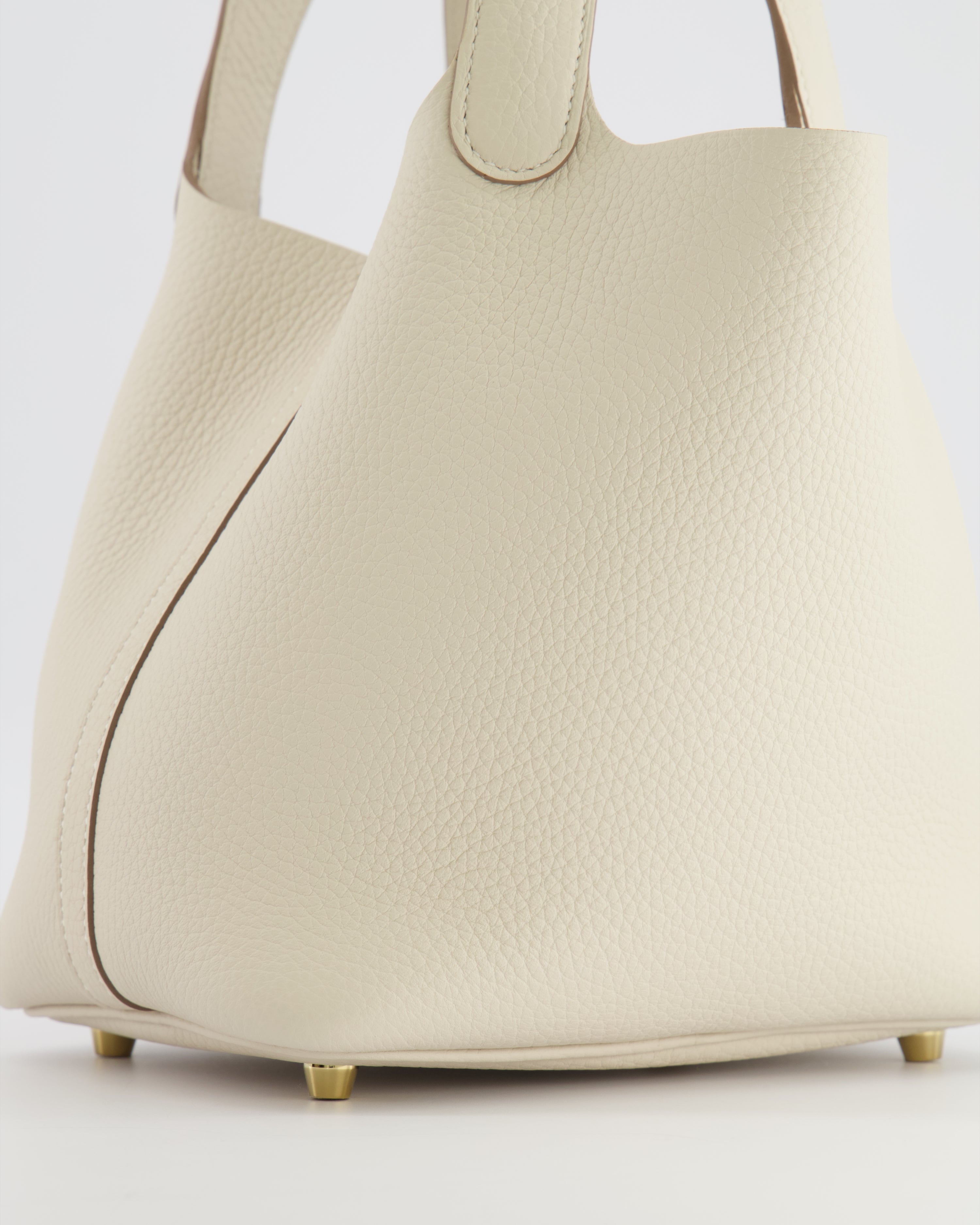 *RARE* Hermès Picotin Lock 18 Bag in Craie Clemence Leather with Gold Hardware