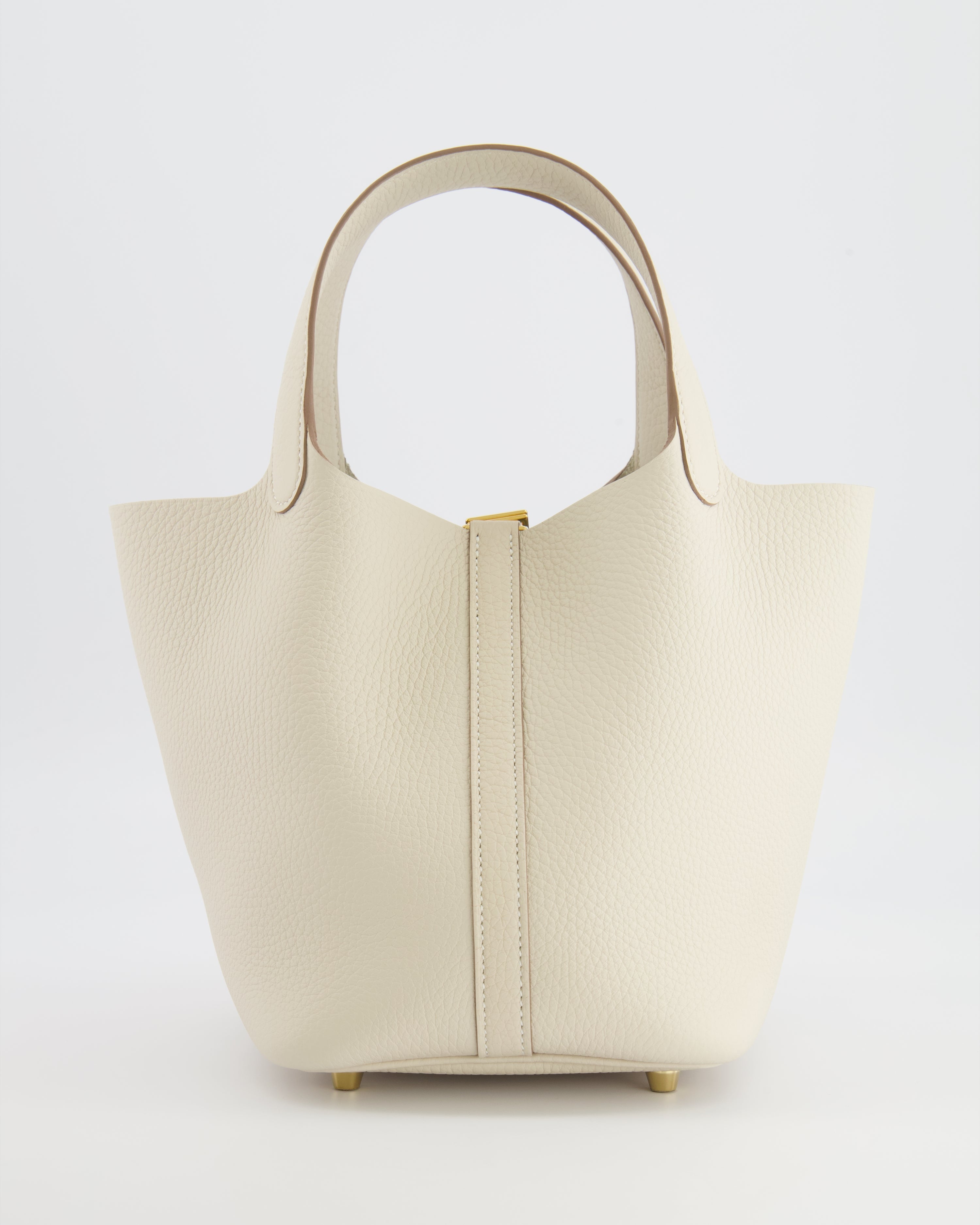 *RARE* Hermès Picotin Lock 18 Bag in Craie Clemence Leather with Gold Hardware