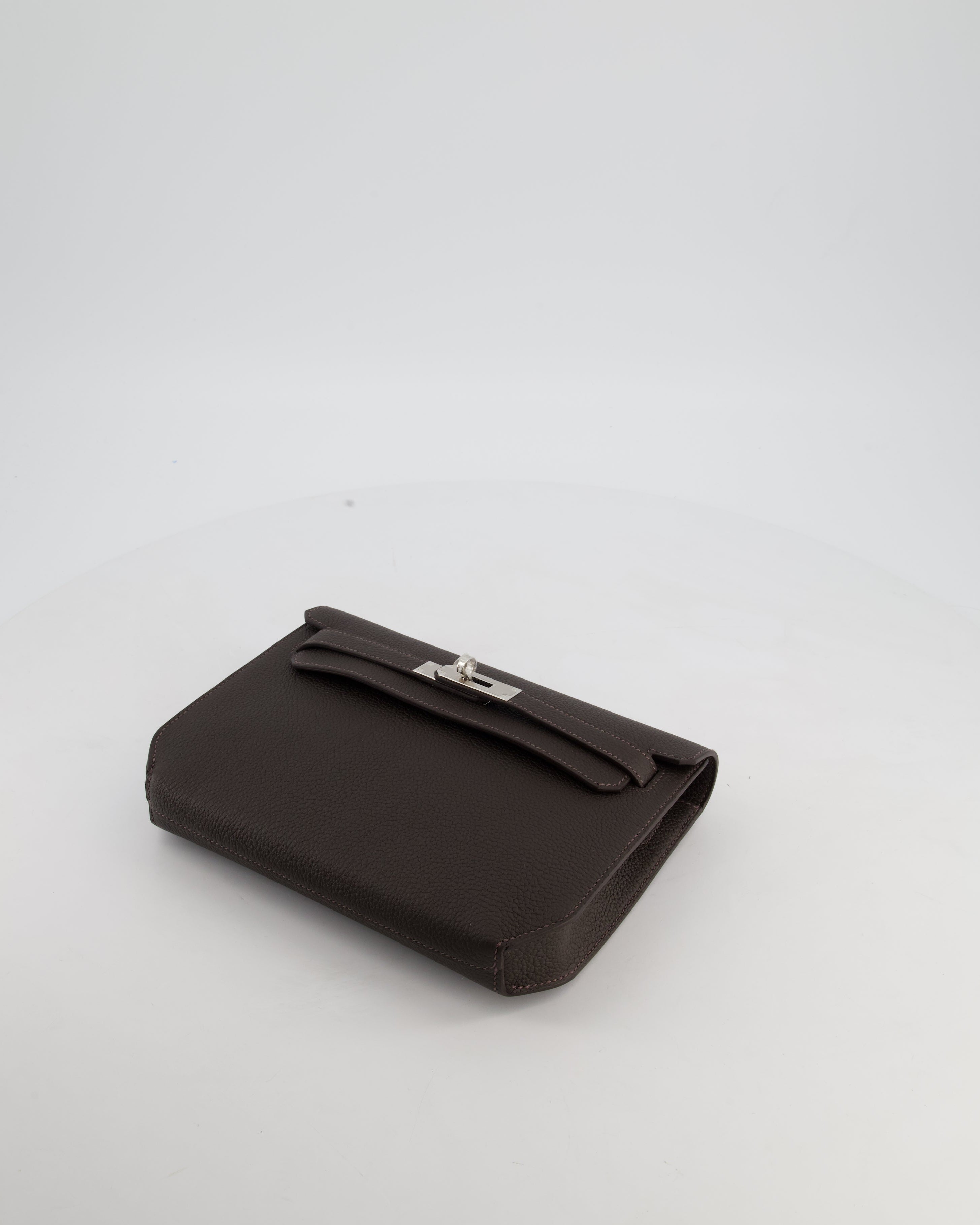 *RARE* Hermès Kelly Depeches 25 Bag in Bai Brun Togo Leather with Palladium Hardware