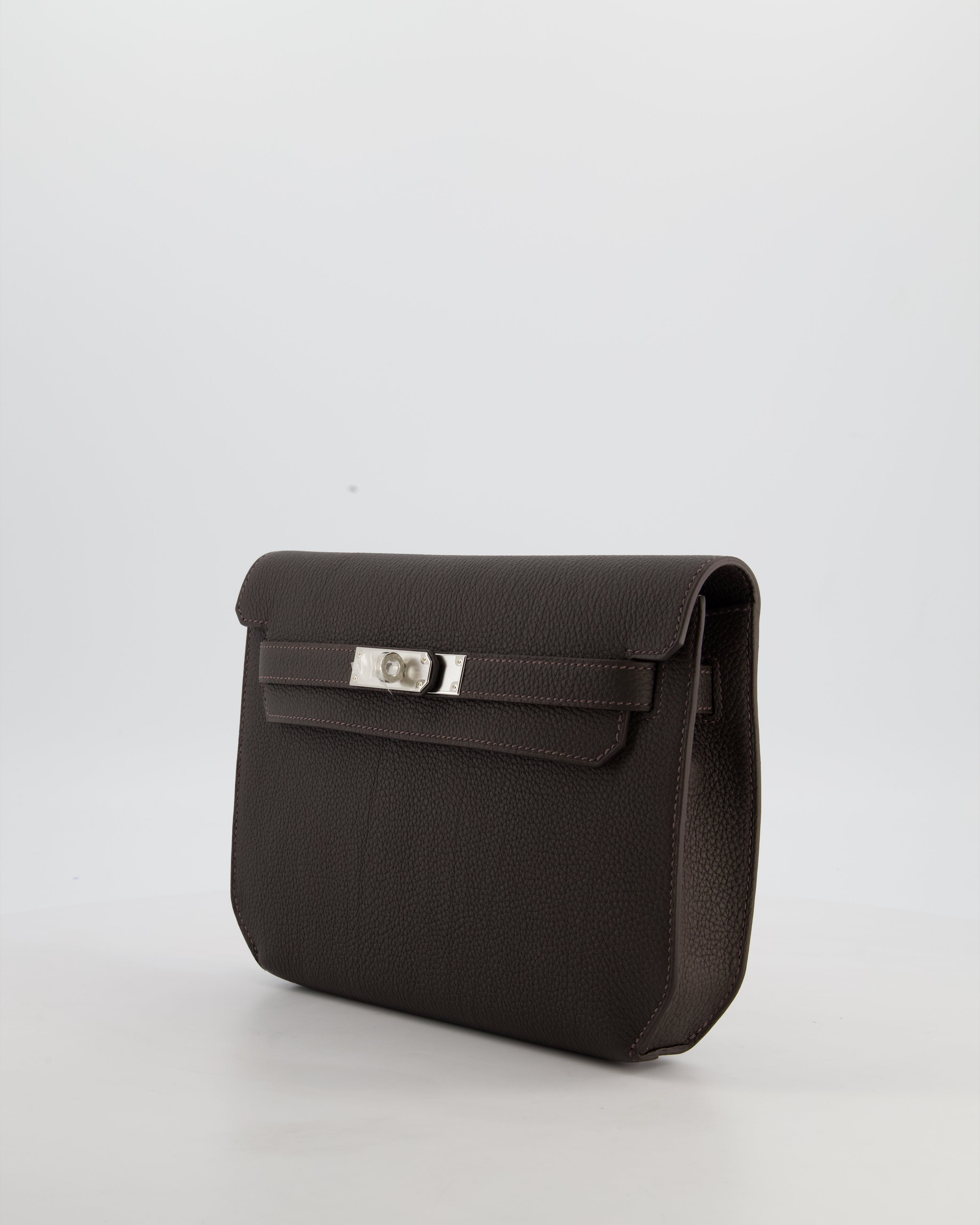 *RARE* Hermès Kelly Depeches 25 Bag in Bai Brun Togo Leather with Palladium Hardware