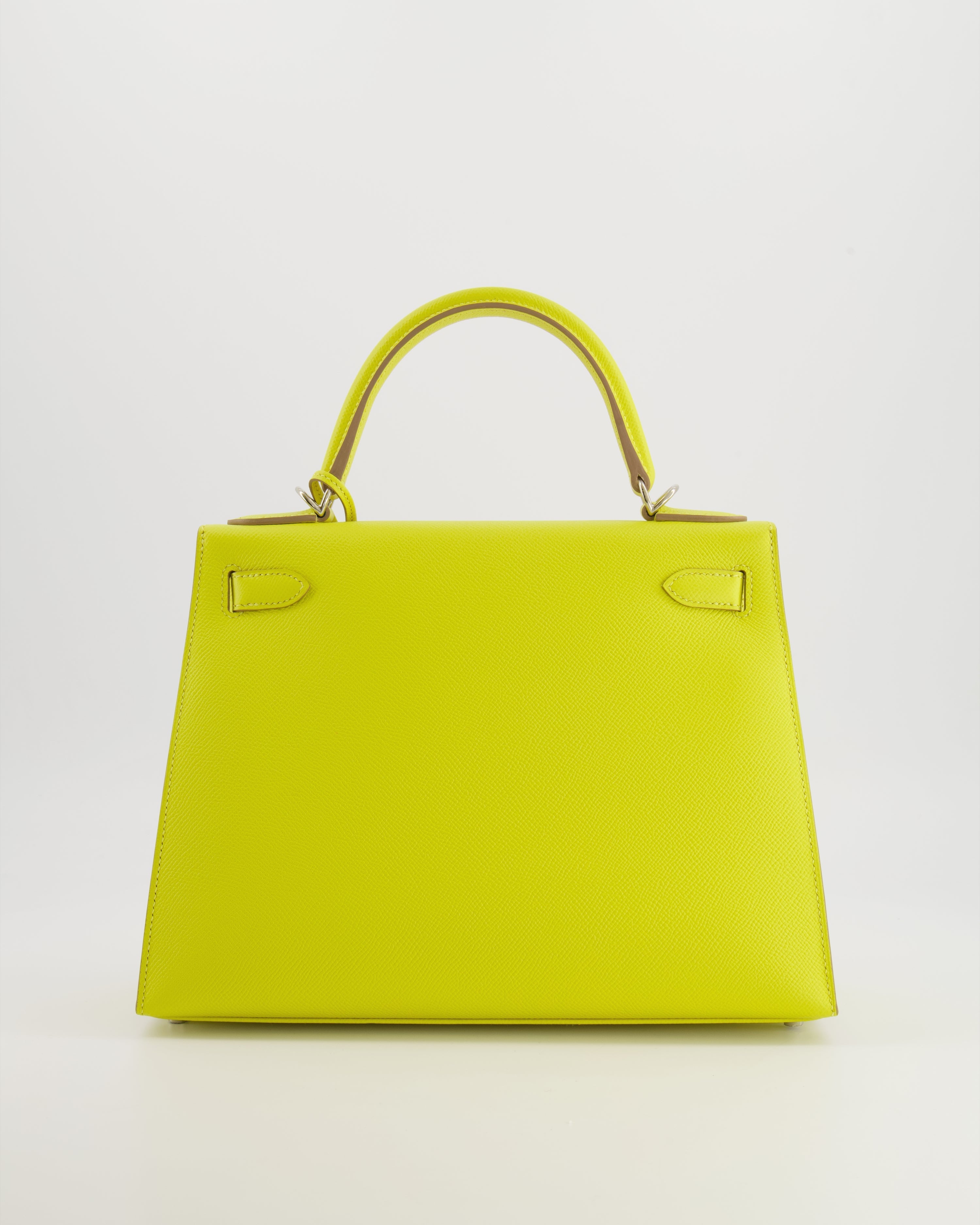 Hermès Kelly 28 Sellier Bag in Lime Epsom Leather with Palladium Hardware