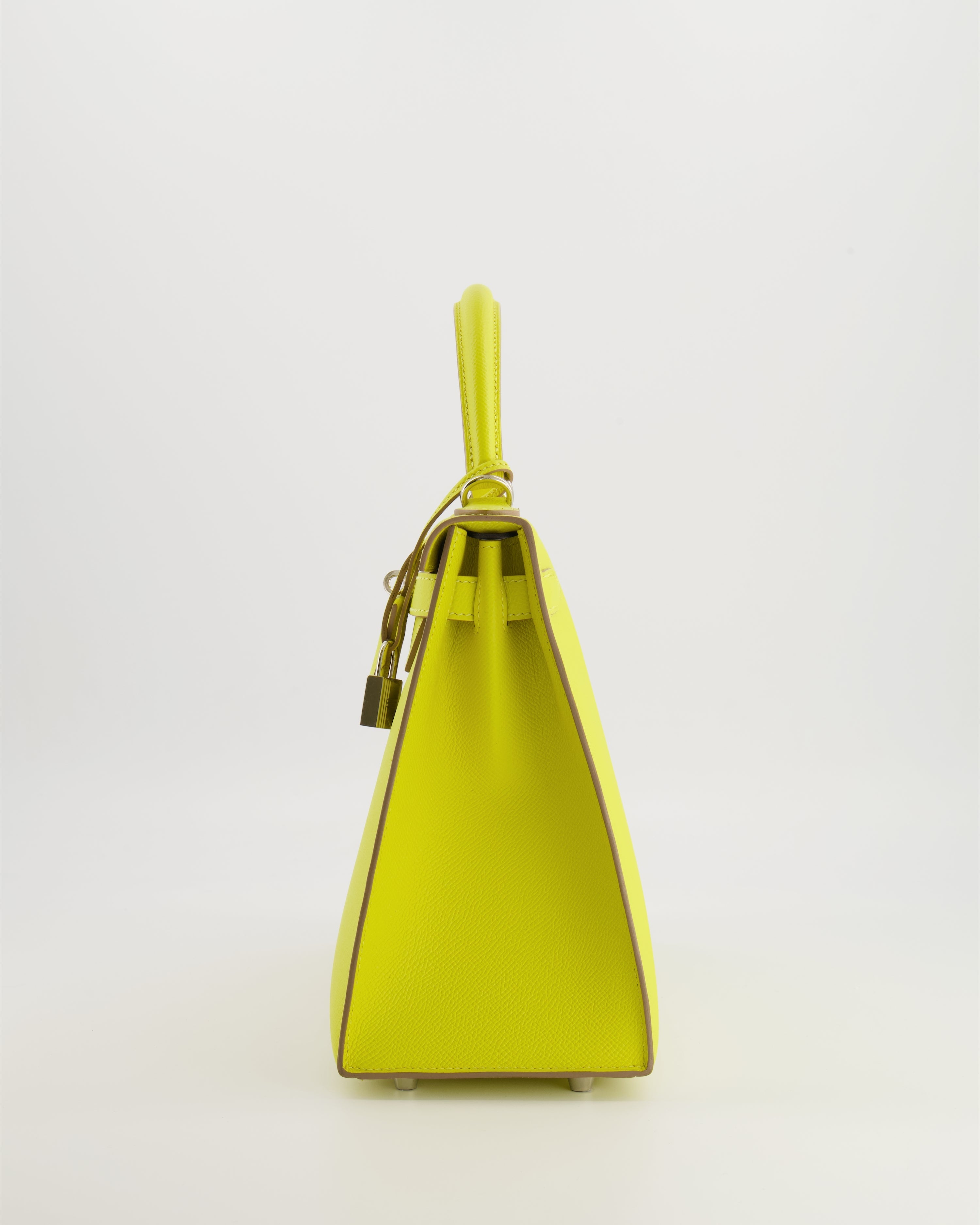 Hermès Kelly 28 Sellier Bag in Lime Epsom Leather with Palladium Hardware