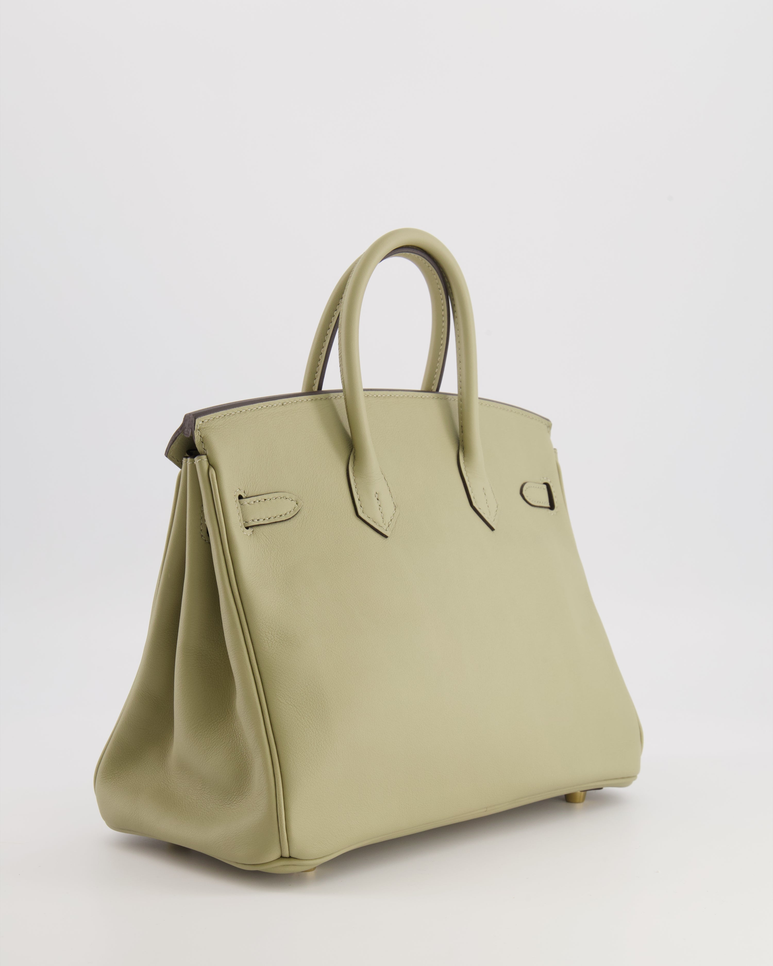 Hermès Birkin 25 Retourne Bag in Sauge Swift Leather with Gold Hardware