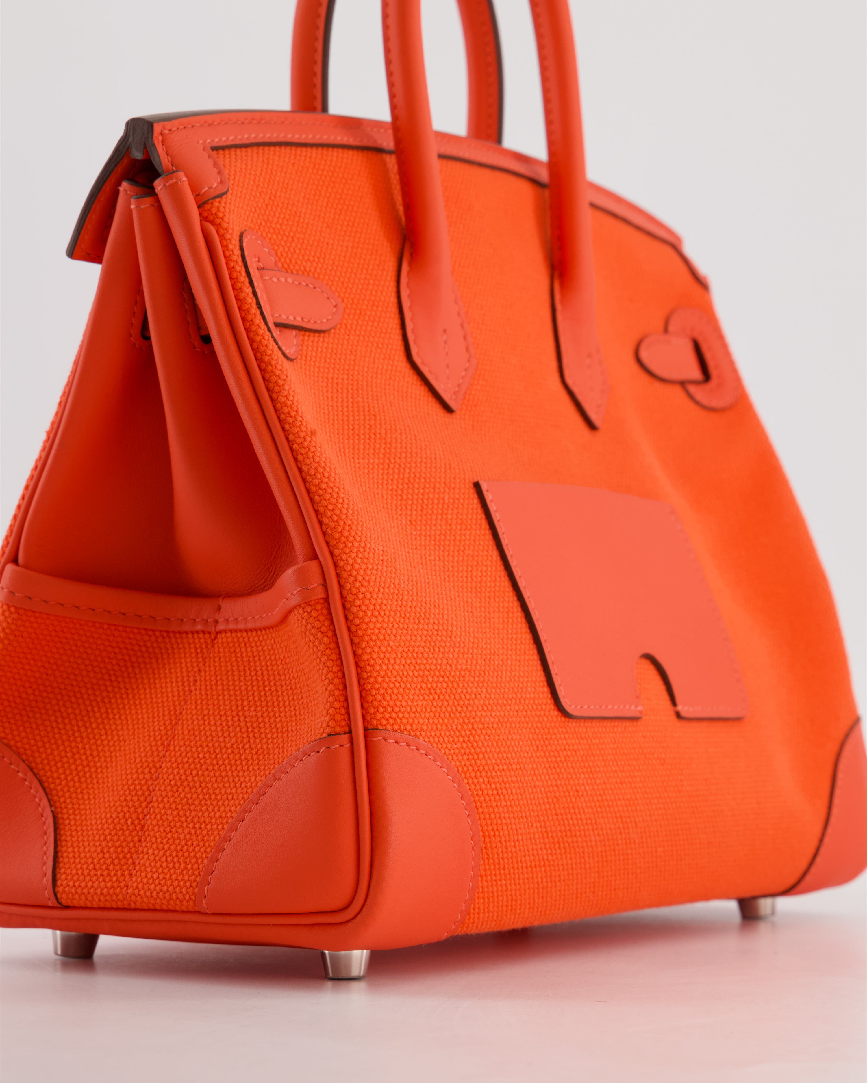 *SUPER HOT & RARE* Hermès Birkin 25 Cargo Bag in Orange Field Toile Goeland and Orange Field Swift Leather with Palladium Hardware