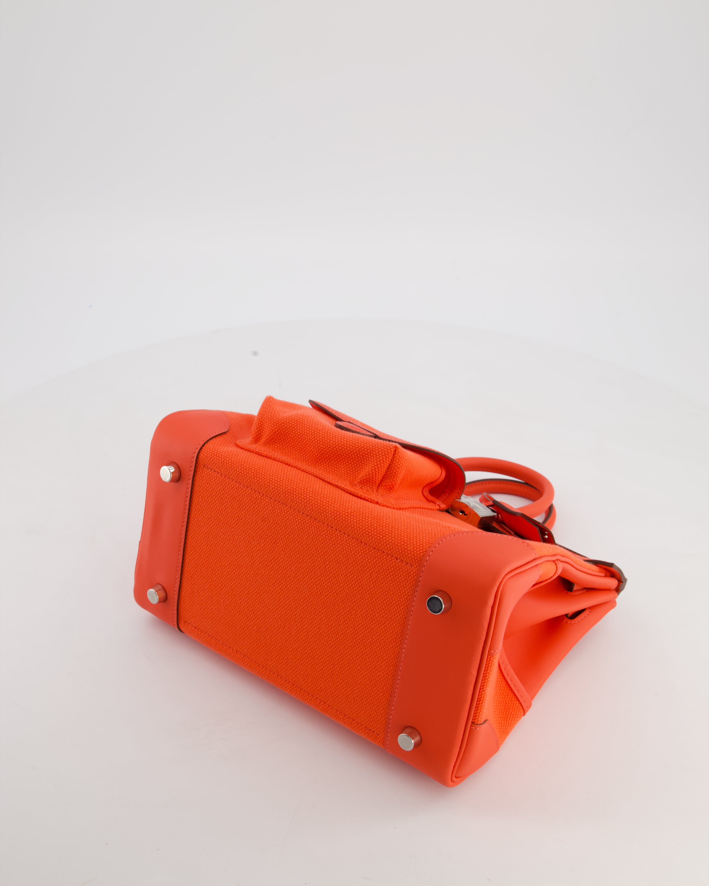 *SUPER HOT & RARE* Hermès Birkin 25 Cargo Bag in Orange Field Toile Goeland and Orange Field Swift Leather with Palladium Hardware