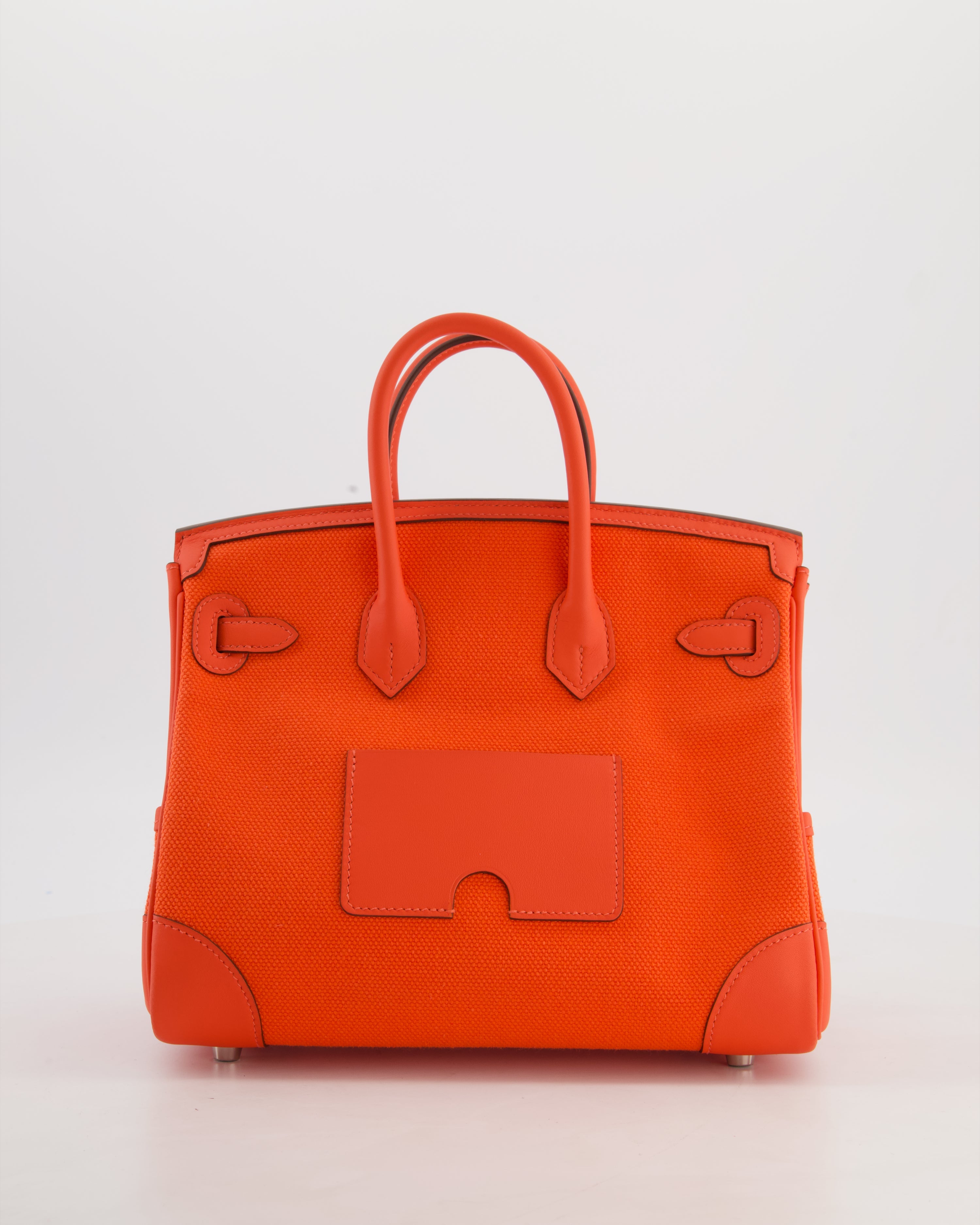 *SUPER HOT & RARE* Hermès Birkin 25 Cargo Bag in Orange Field Toile Goeland and Orange Field Swift Leather with Palladium Hardware