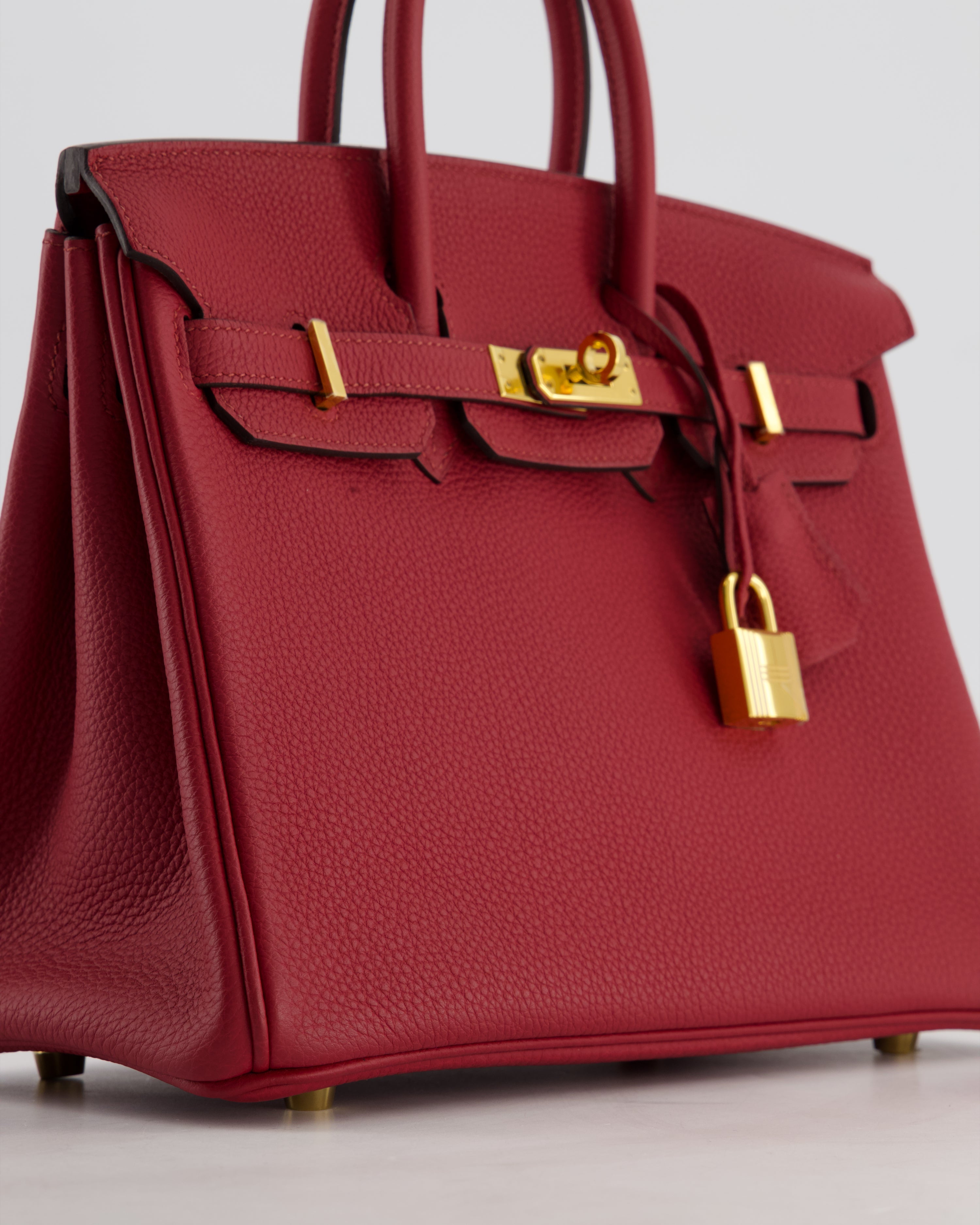 Hermès Birkin 25 Retourne Bag in Rouge Grenat Togo Leather with Gold Hardware
